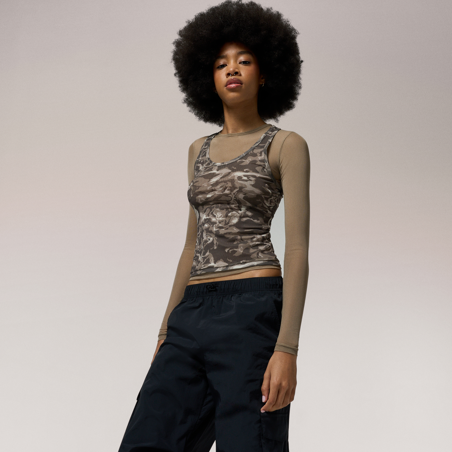 Cozi Long Sleeve Layered Mesh Top - Women's - Ancient Water