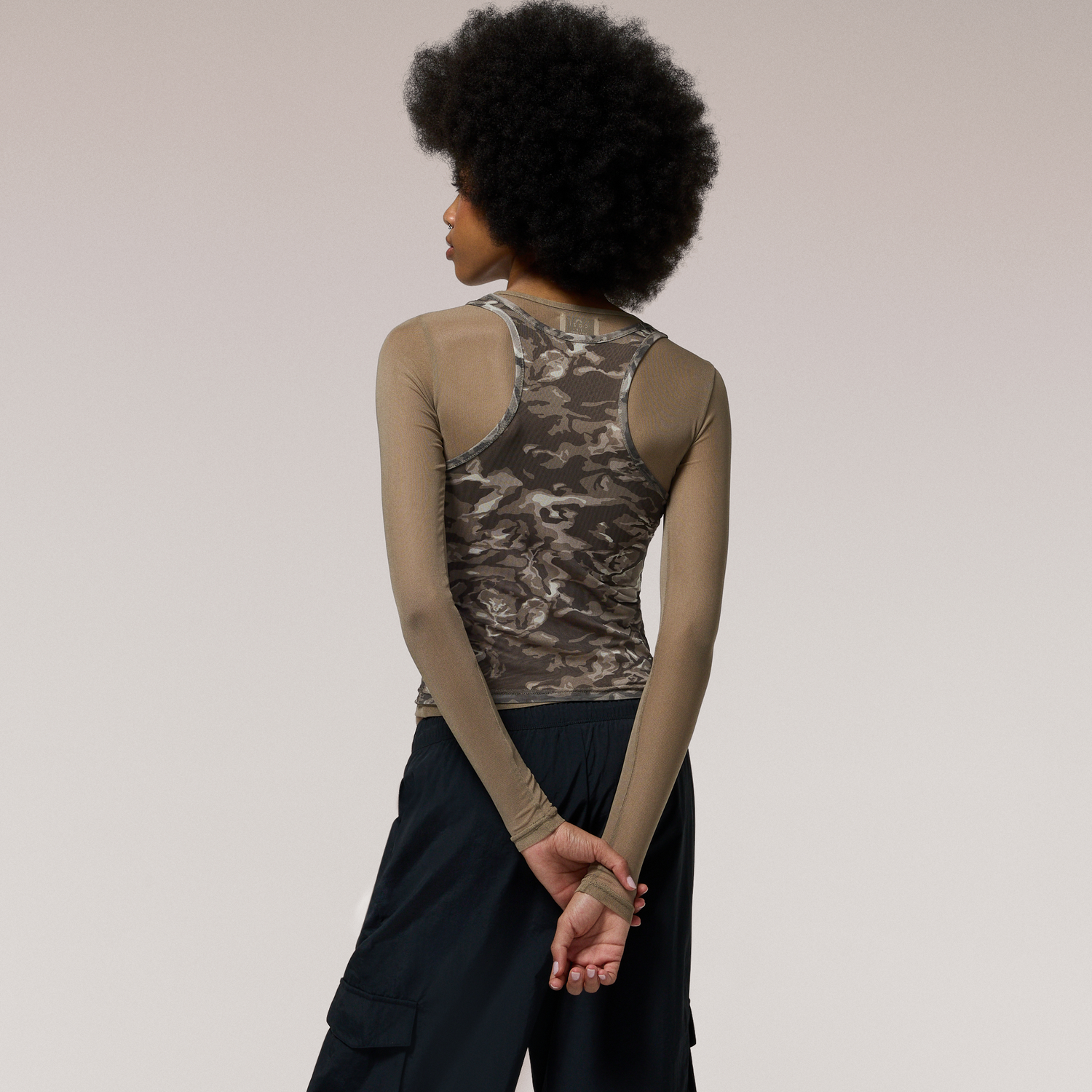Cozi Long Sleeve Layered Mesh Top - Women's - Ancient Water