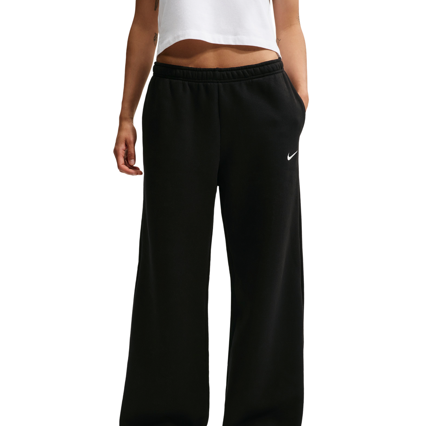 Nike Studio Fleece STD Wide Leg Pants - Women's - Black/Sail