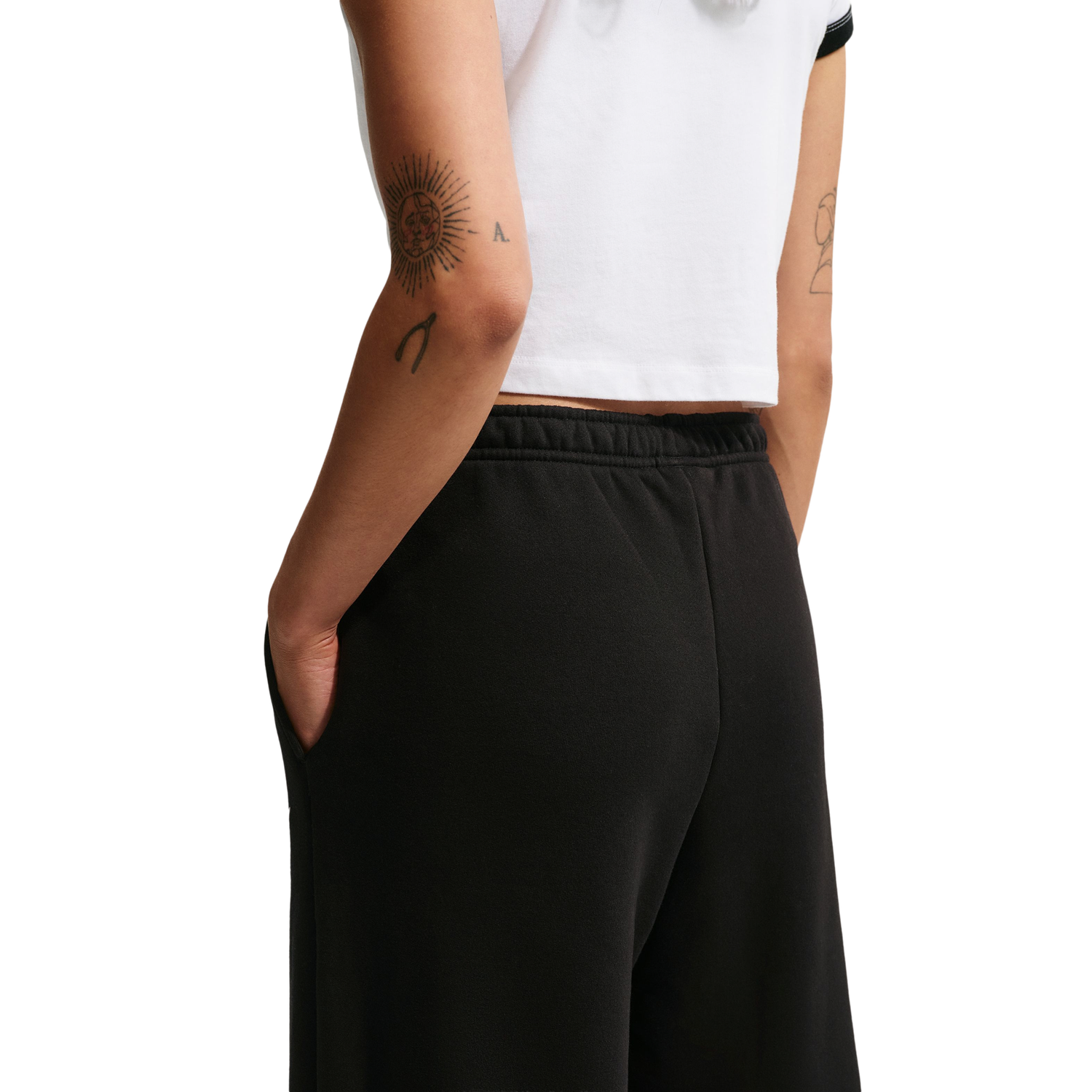Nike Studio Fleece STD Wide Leg Pants - Women's - Black/Sail