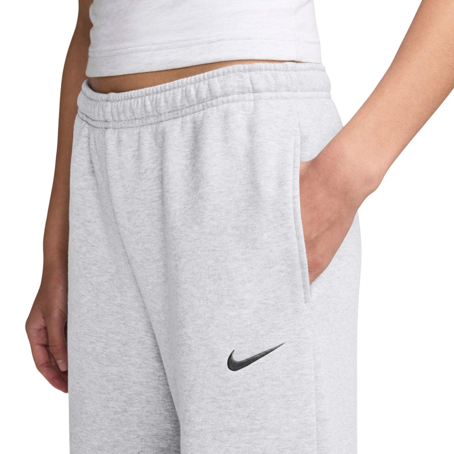 Nike Studio Fleece STD Wide Leg Pants - Women's - Birch Heather/Black