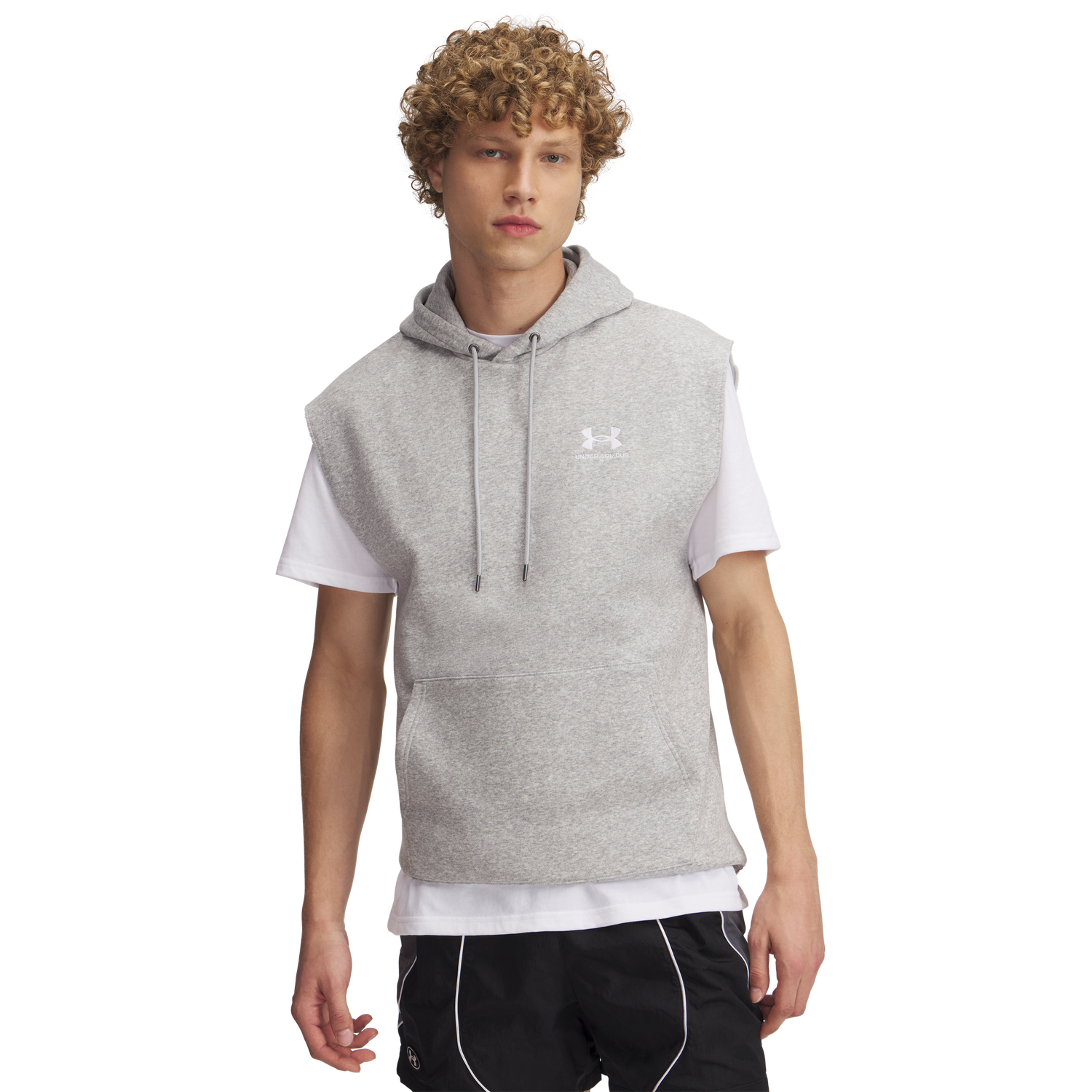 Under Armour Icon Fleece Sleeveless Hoodie - Men's - Mod Gray/White