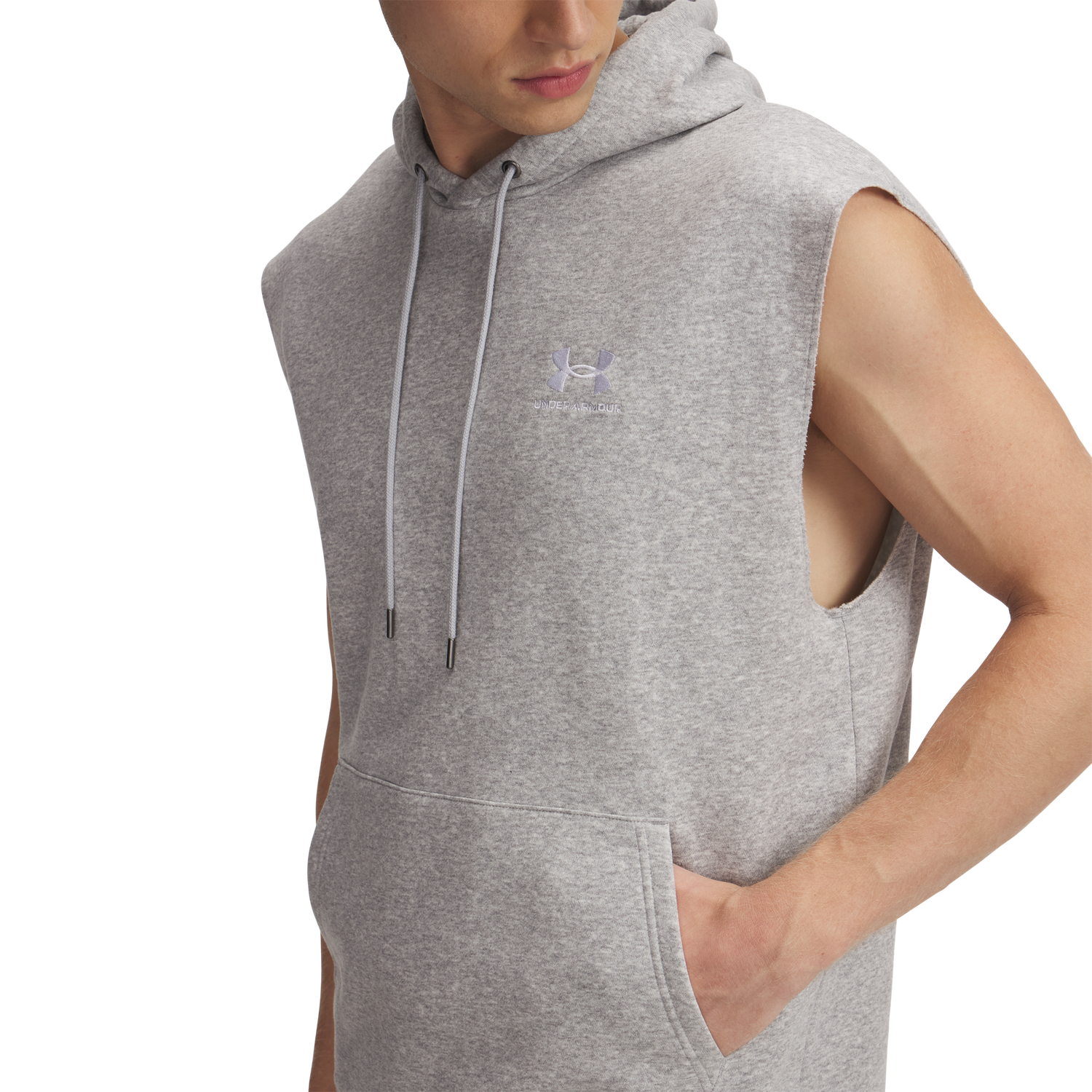 Under Armour Icon Fleece Sleeveless Hoodie - Men's - Mod Gray/White