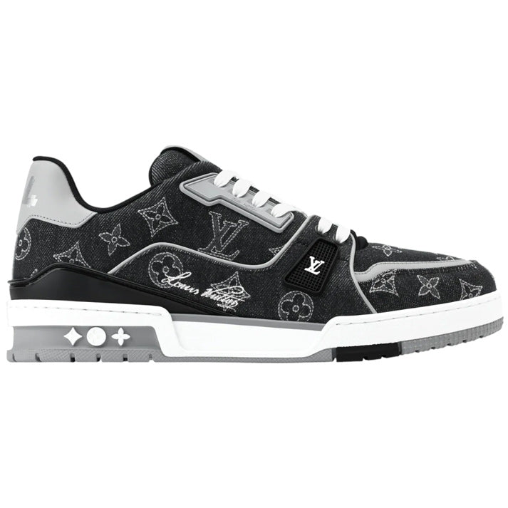 Louis Vuitton Denim & Calf Leather Black Trainer Sneakers
