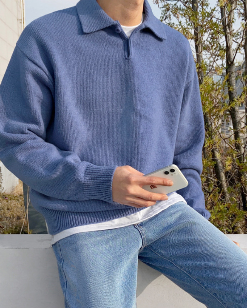 Woolen Button Half Zip - foto 6