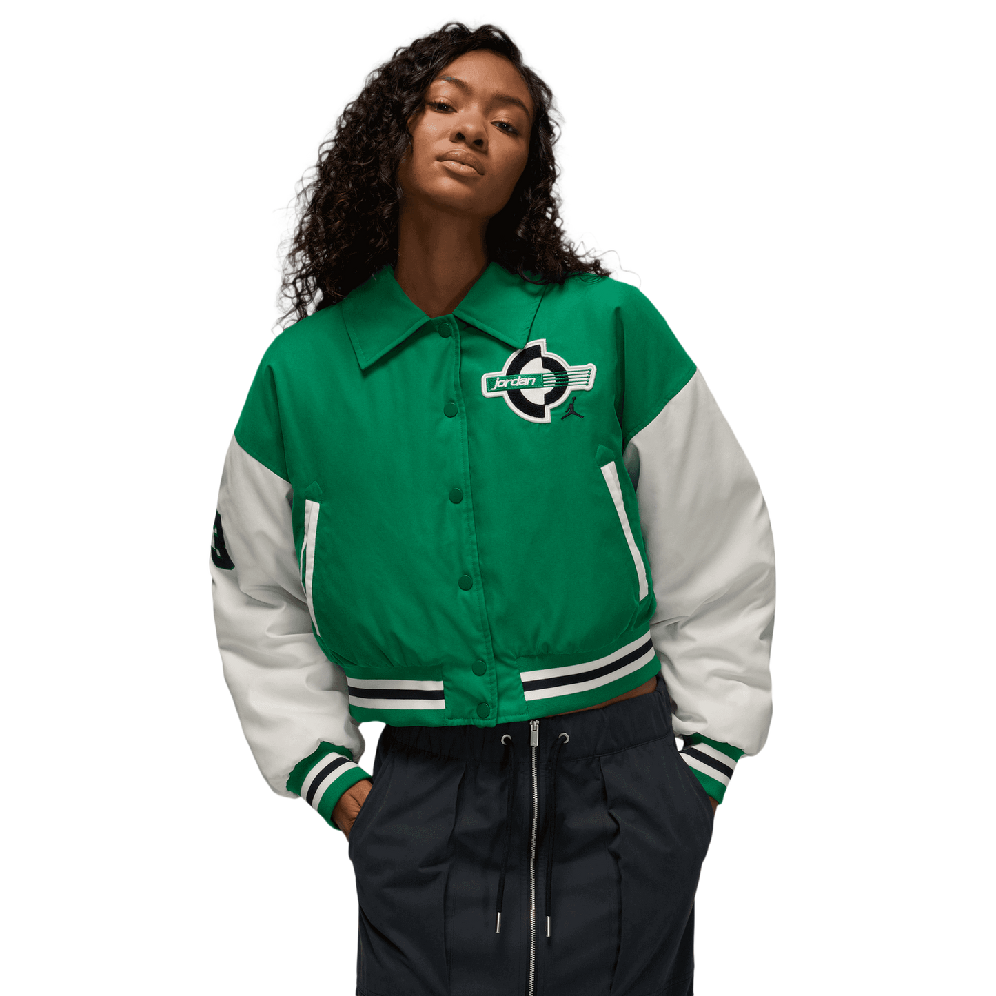 Jordan Brooklyn Varsity Filled Jacket - Women's - White/Green