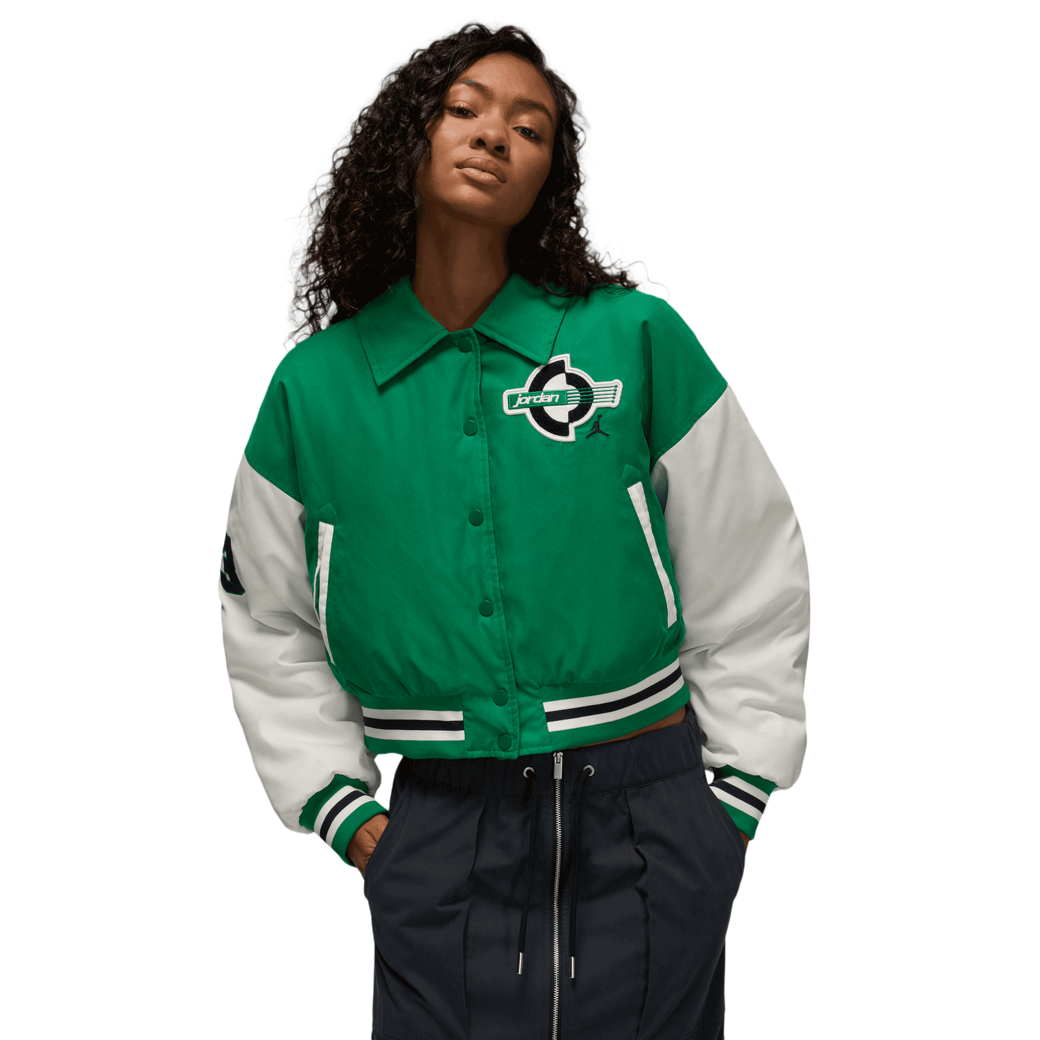 Jordan Brooklyn Varsity Filled Jacket - Women's - White/Green