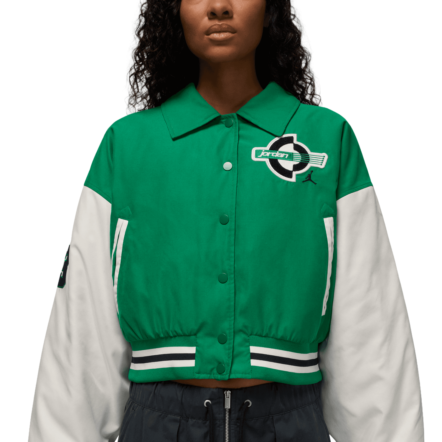 Jordan Brooklyn Varsity Filled Jacket - Women's - White/Green