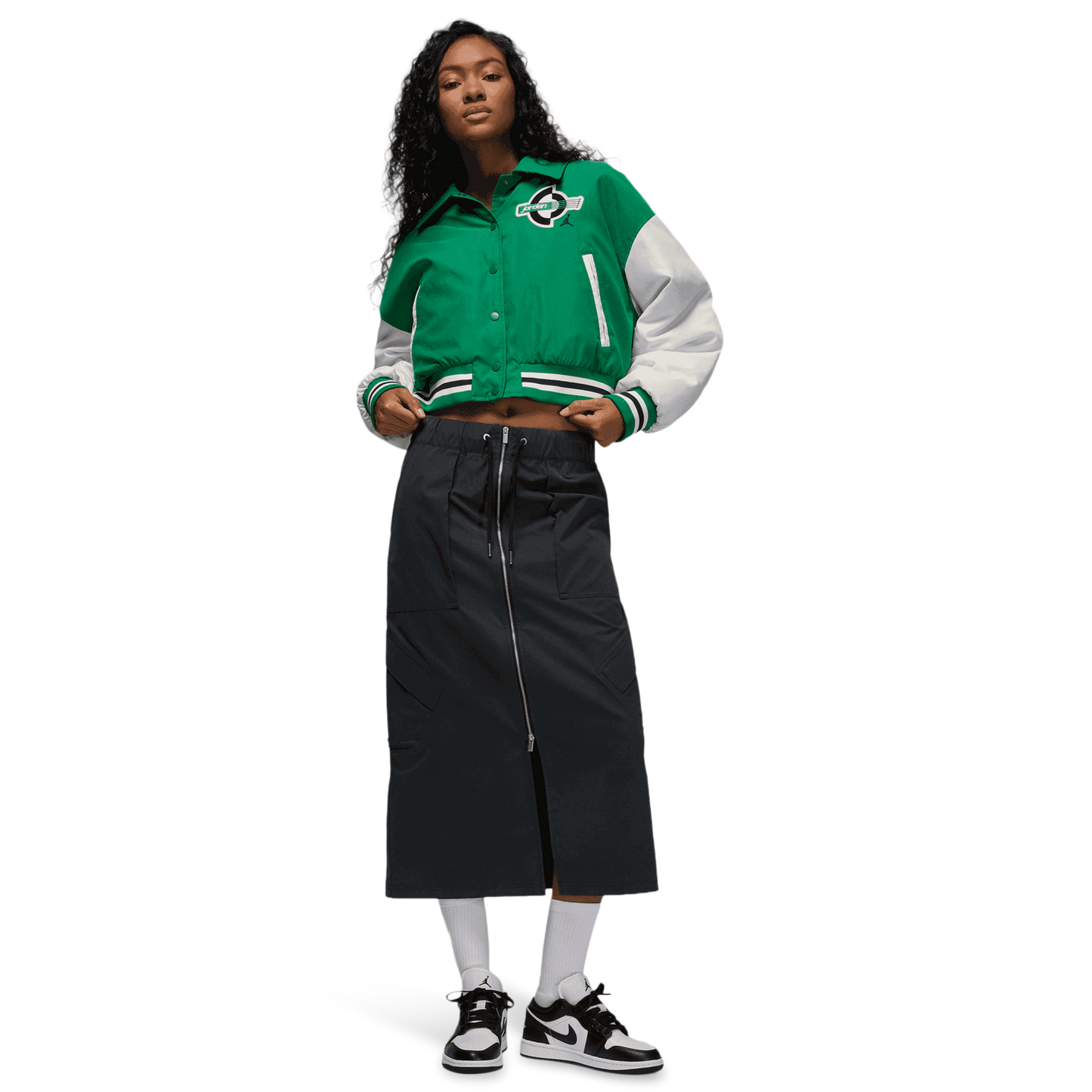 Jordan Brooklyn Varsity Filled Jacket - Women's - White/Green