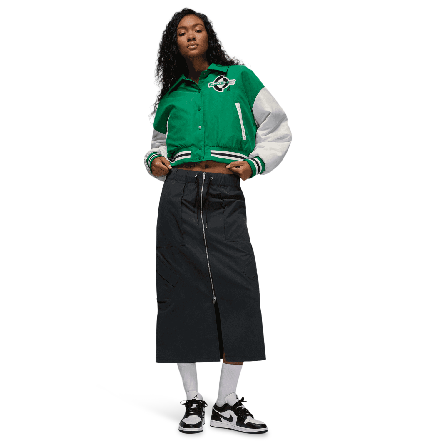 Jordan Brooklyn Varsity Filled Jacket - Women's - White/Green