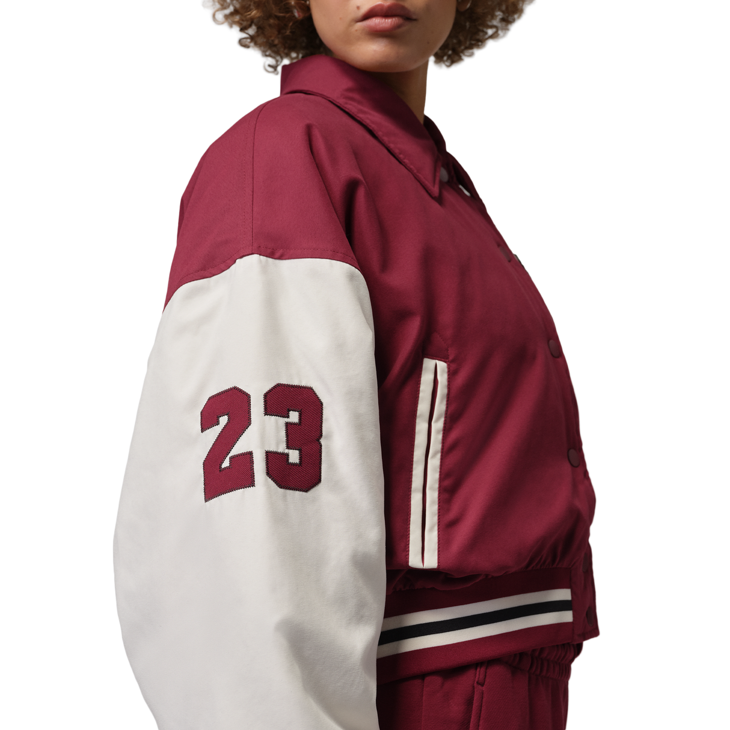 Jordan Brooklyn Varsity Filled Jacket - Women's - Team Red/Pale Ivory/Black