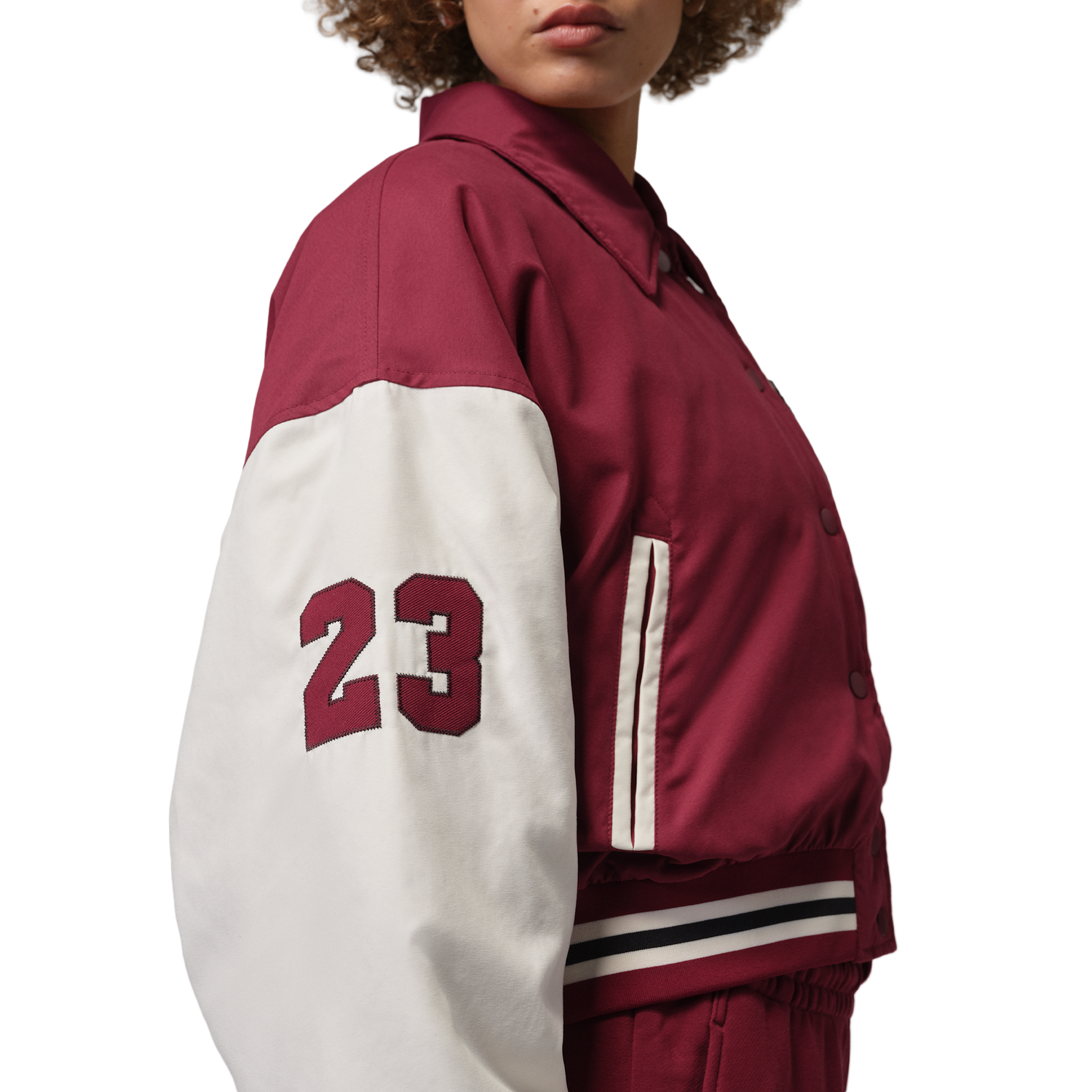 Jordan Brooklyn Varsity Filled Jacket - Women's - Team Red/Pale Ivory/Black
