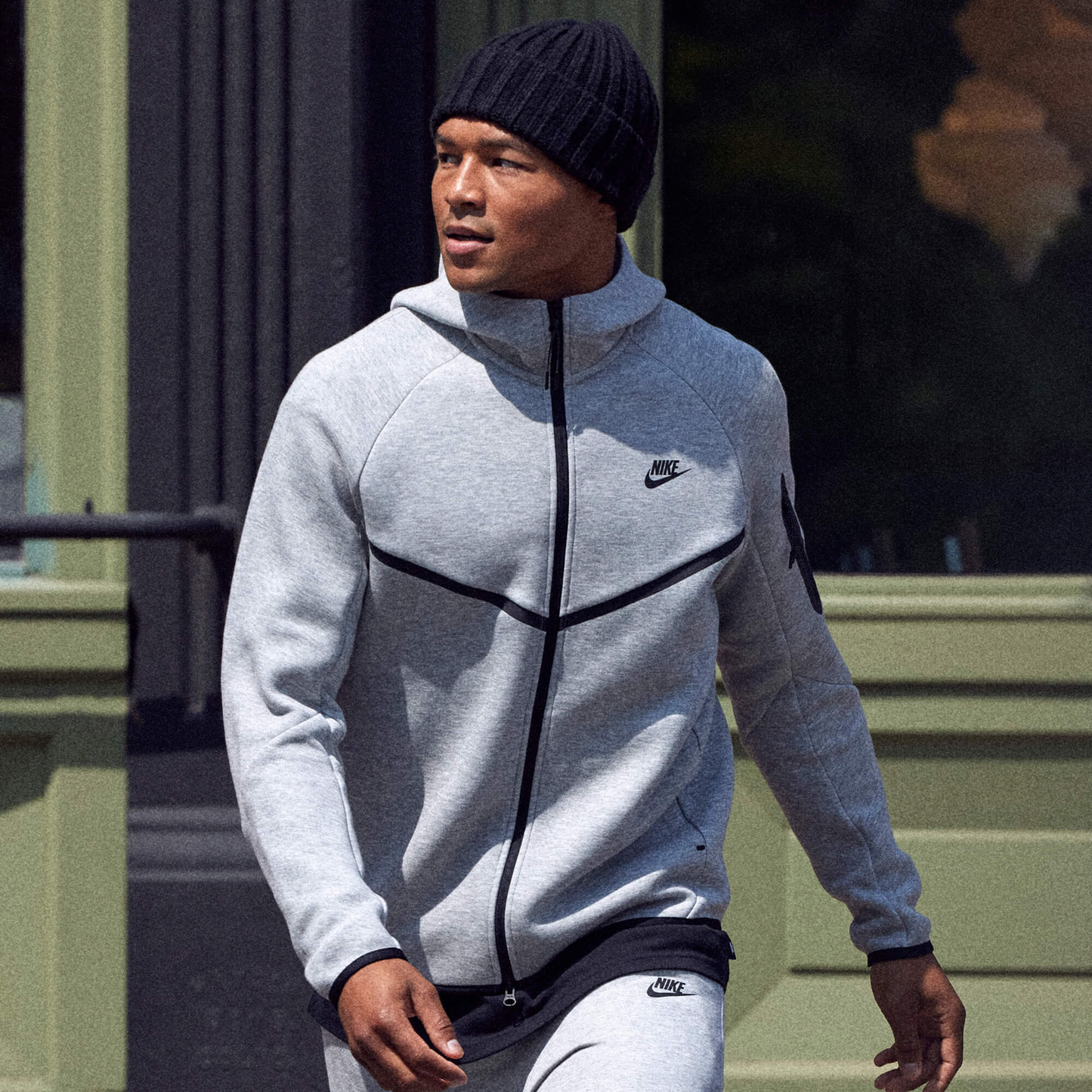 Nike Tech Fleece Full-Zip Windrunner Hoodie - Men's - Black/Dark Grey Heather