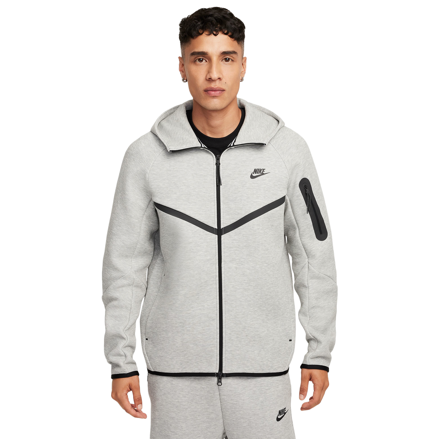 Nike Tech Fleece Full-Zip Windrunner Hoodie - Men's - Black/Dark Grey Heather