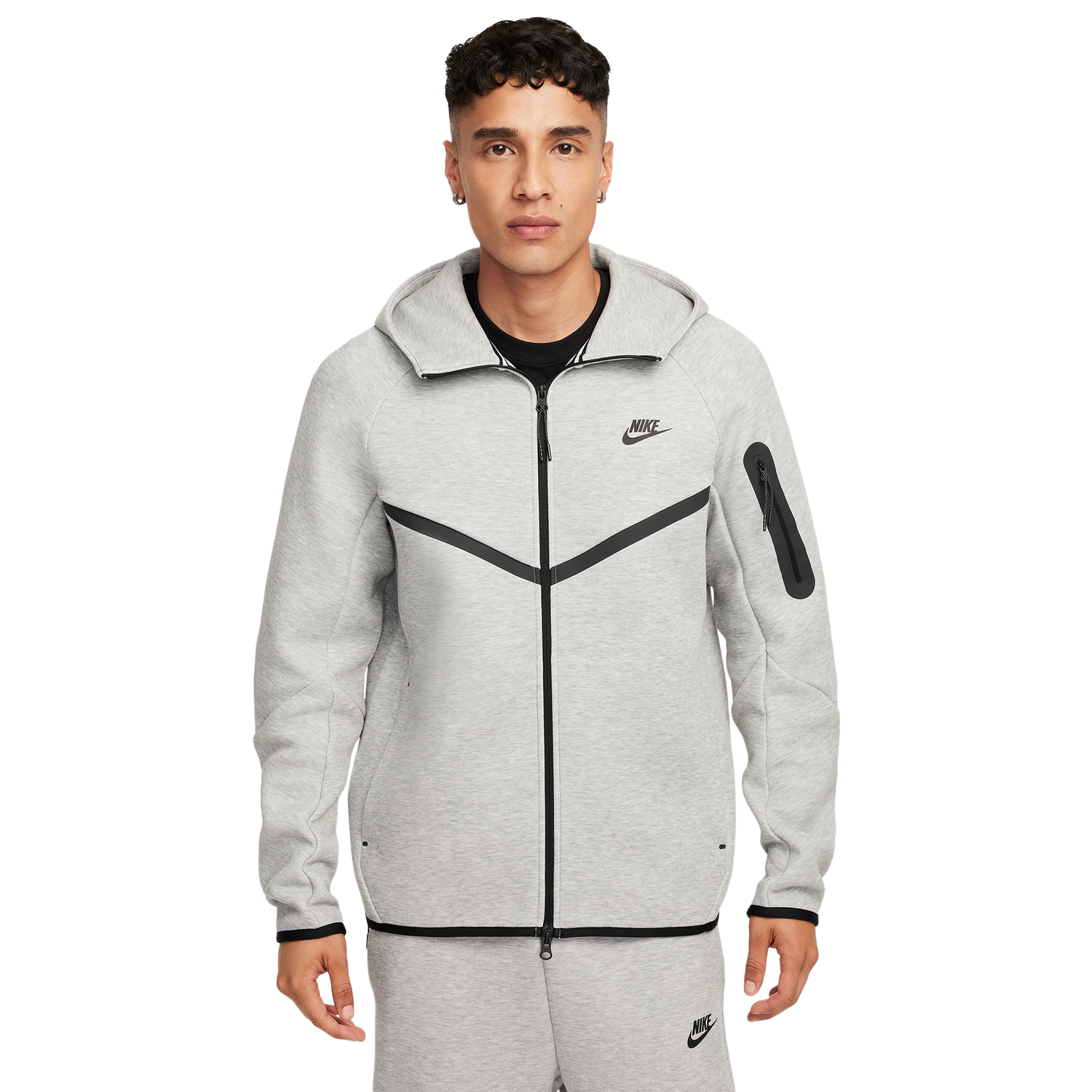Nike Tech Fleece Full-Zip Windrunner Hoodie - Men's - Black/Dark Grey Heather