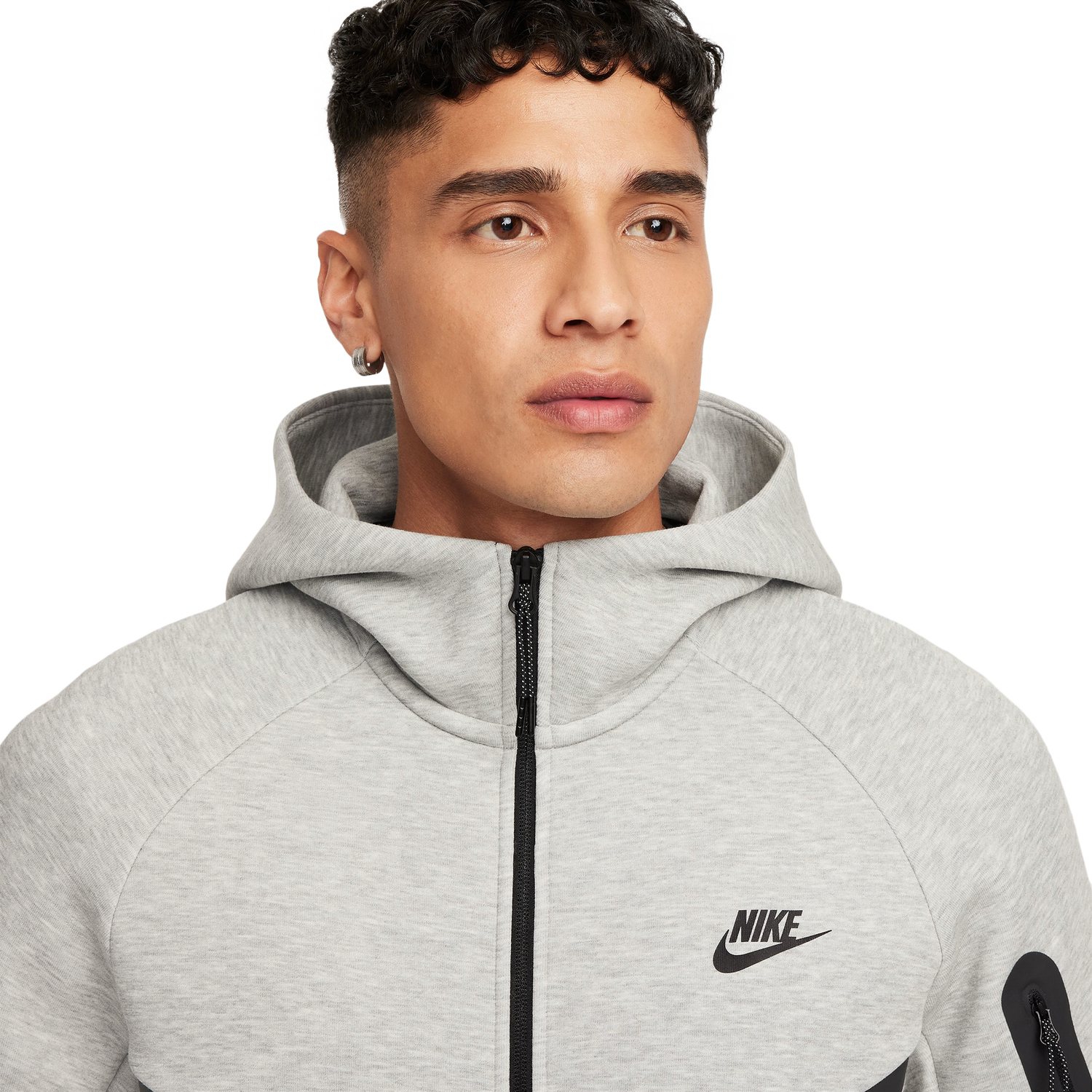 Nike Tech Fleece Full-Zip Windrunner Hoodie - Men's - Black/Dark Grey Heather