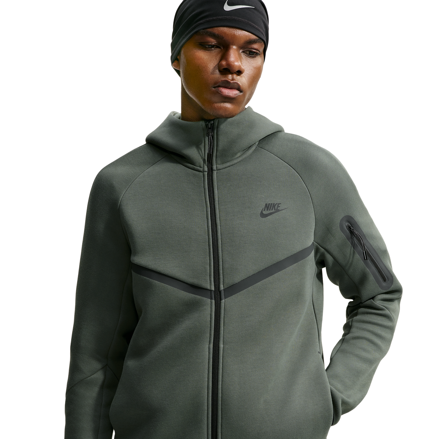Nike Tech Fleece Full-Zip Windrunner Hoodie - Men's - Black/Camo Green