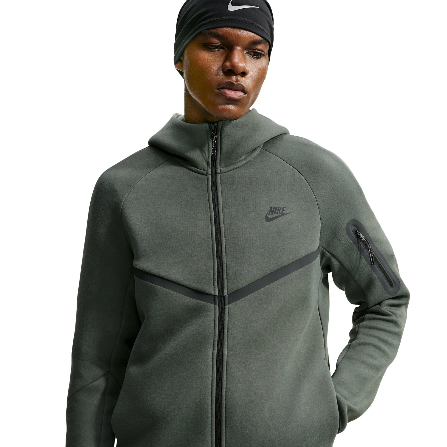 Nike Tech Fleece Full-Zip Windrunner Hoodie - Men's - Black/Camo Green