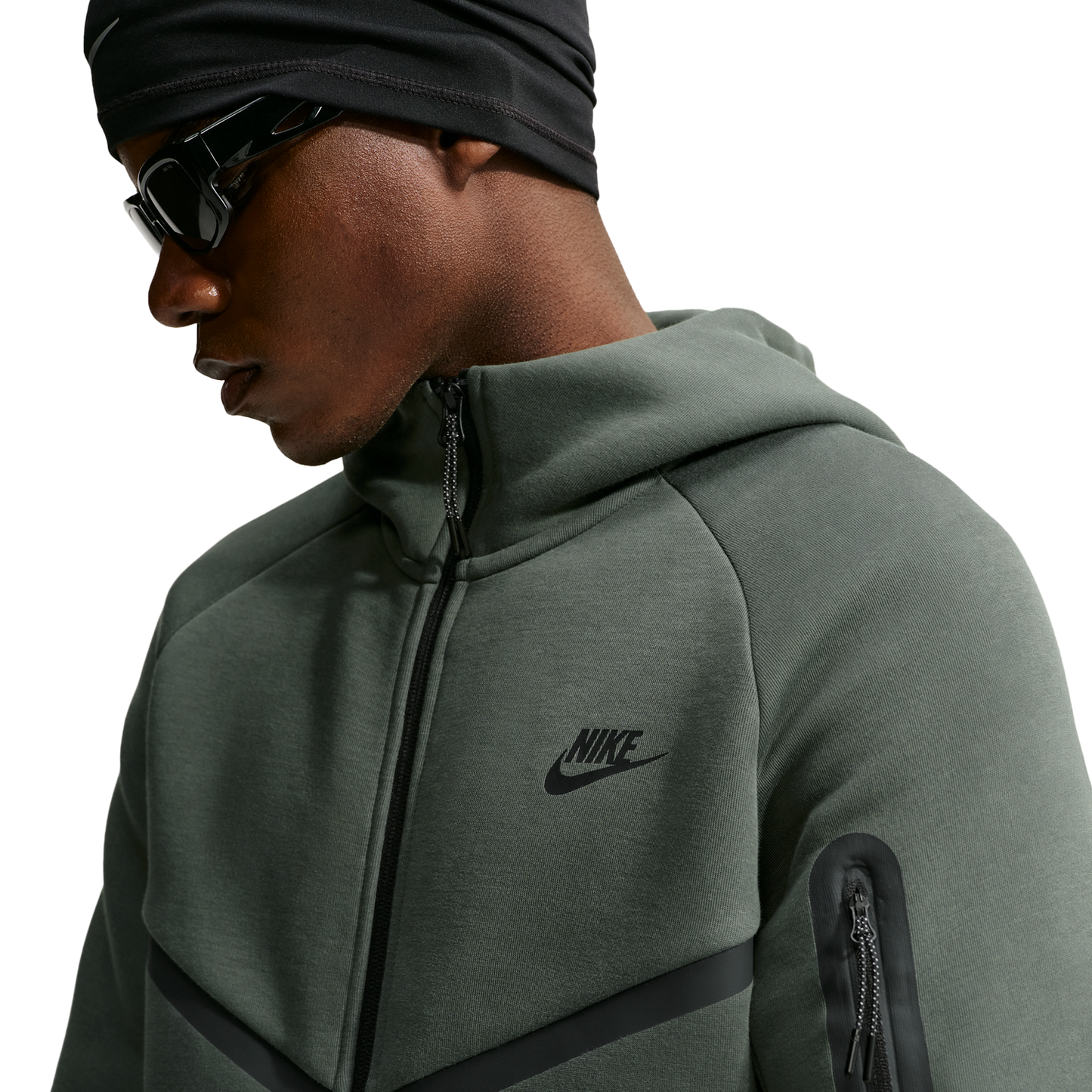Nike Tech Fleece Full-Zip Windrunner Hoodie - Men's - Black/Camo Green