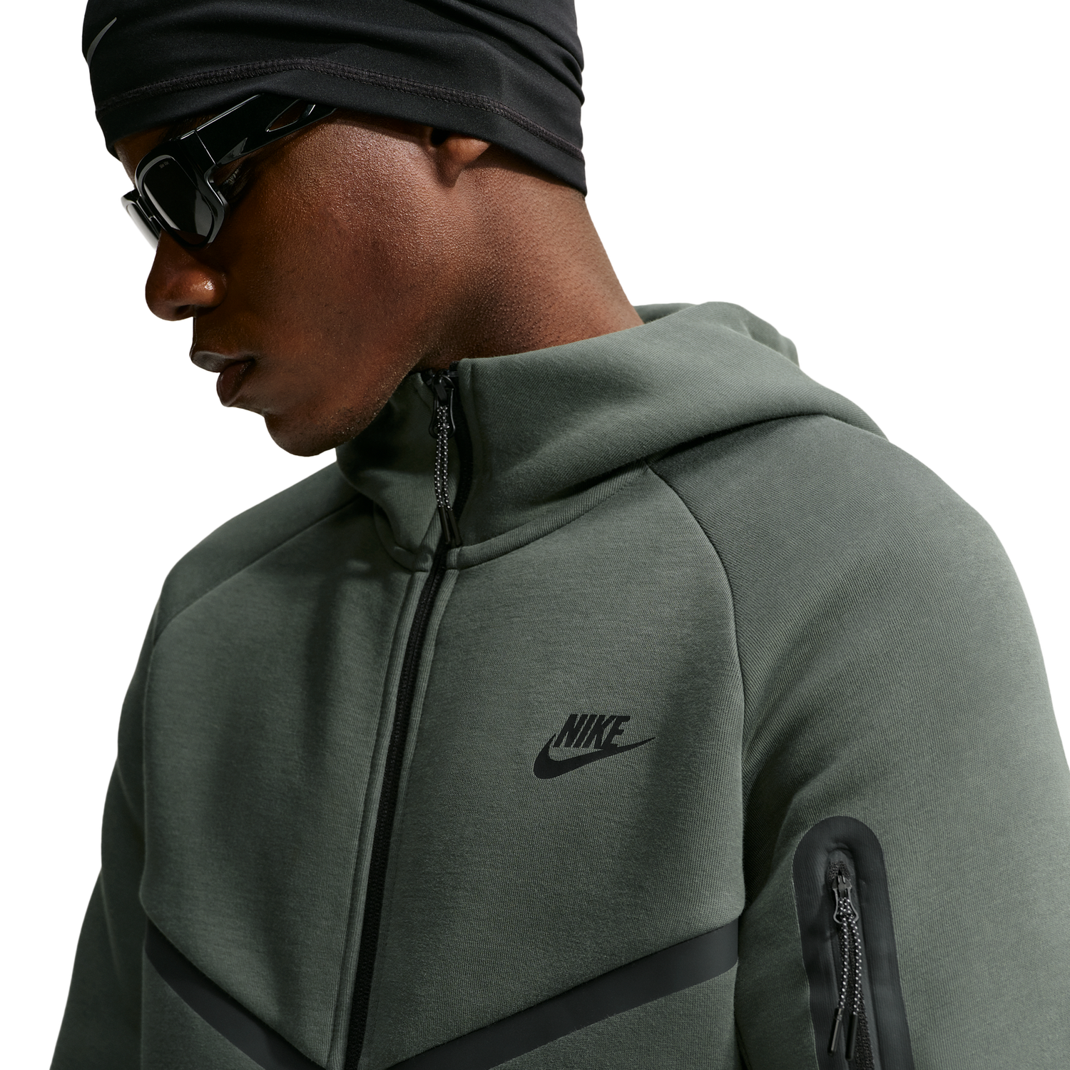 Nike Tech Fleece Full-Zip Windrunner Hoodie - Men's - Black/Camo Green