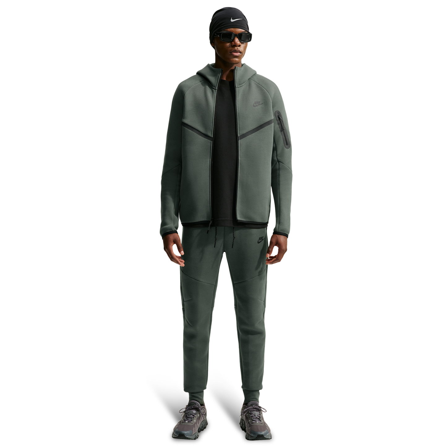 Nike Tech Fleece Full-Zip Windrunner Hoodie - Men's - Black/Camo Green