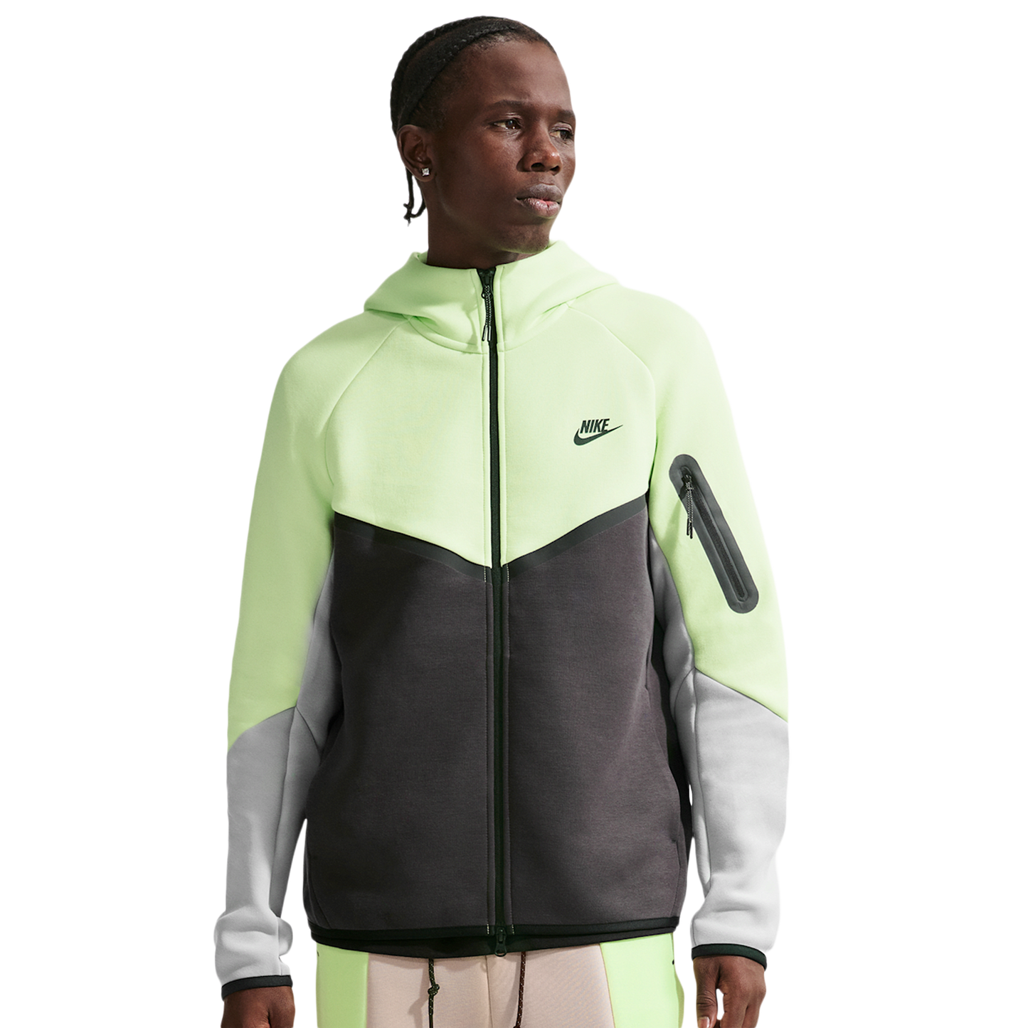 Nike Tech Fleece Full-Zip Windrunner Hoodie - Men's - Lt Liquid Lime/Anthracite/Lt Smoke Grey
