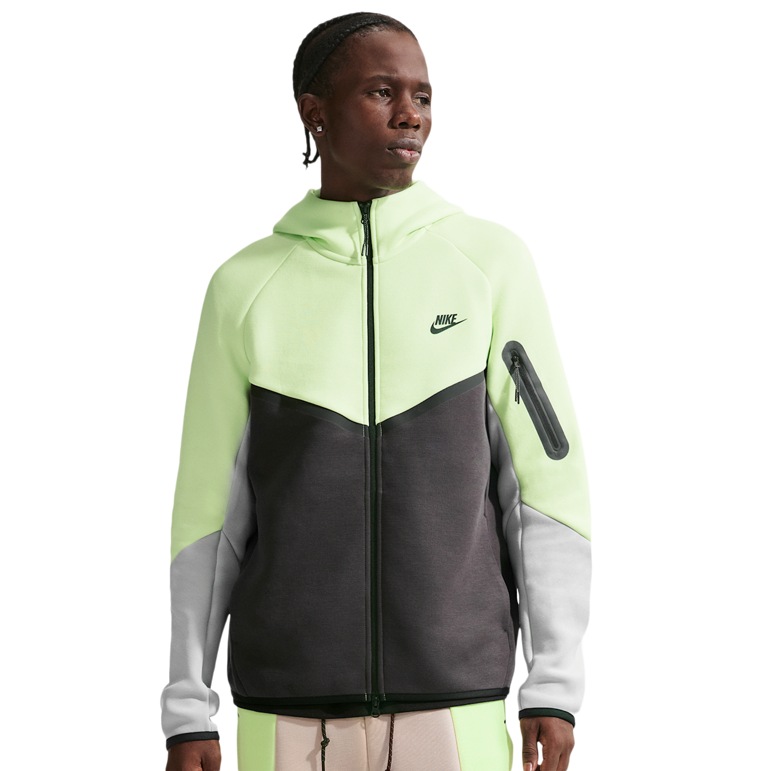 Nike Tech Fleece Full-Zip Windrunner Hoodie - Men's - Lt Liquid Lime/Anthracite/Lt Smoke Grey