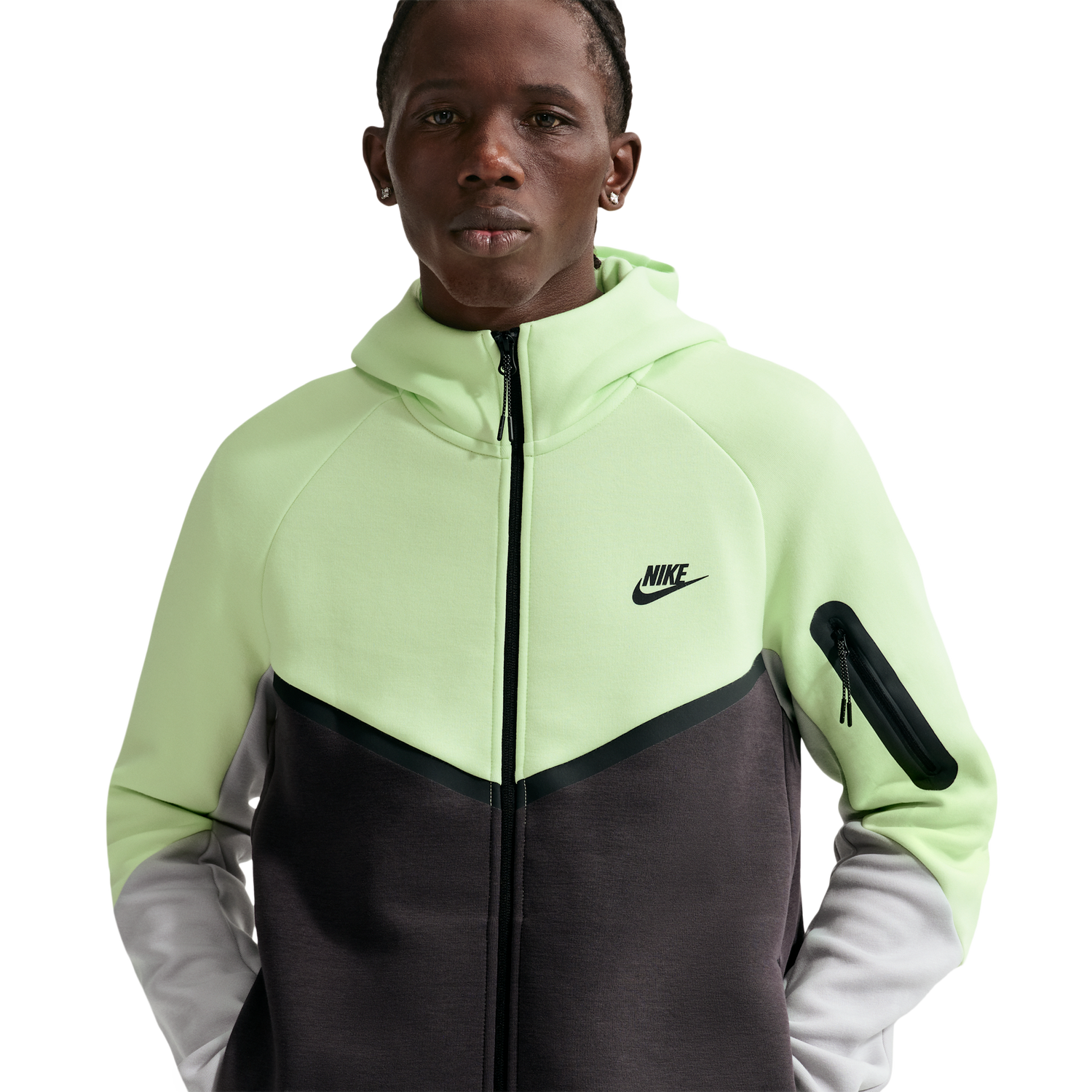 Nike Tech Fleece Full-Zip Windrunner Hoodie - Men's - Lt Liquid Lime/Anthracite/Lt Smoke Grey
