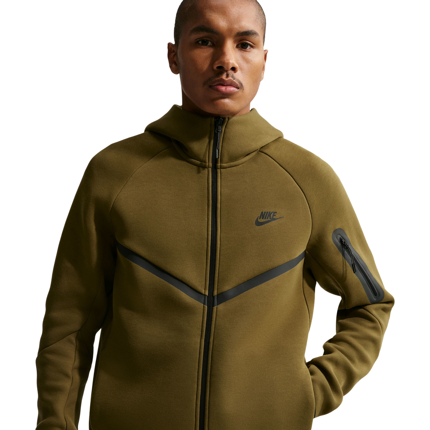 Nike Tech Fleece Full-Zip Windrunner Hoodie - Men's - Olive/Black