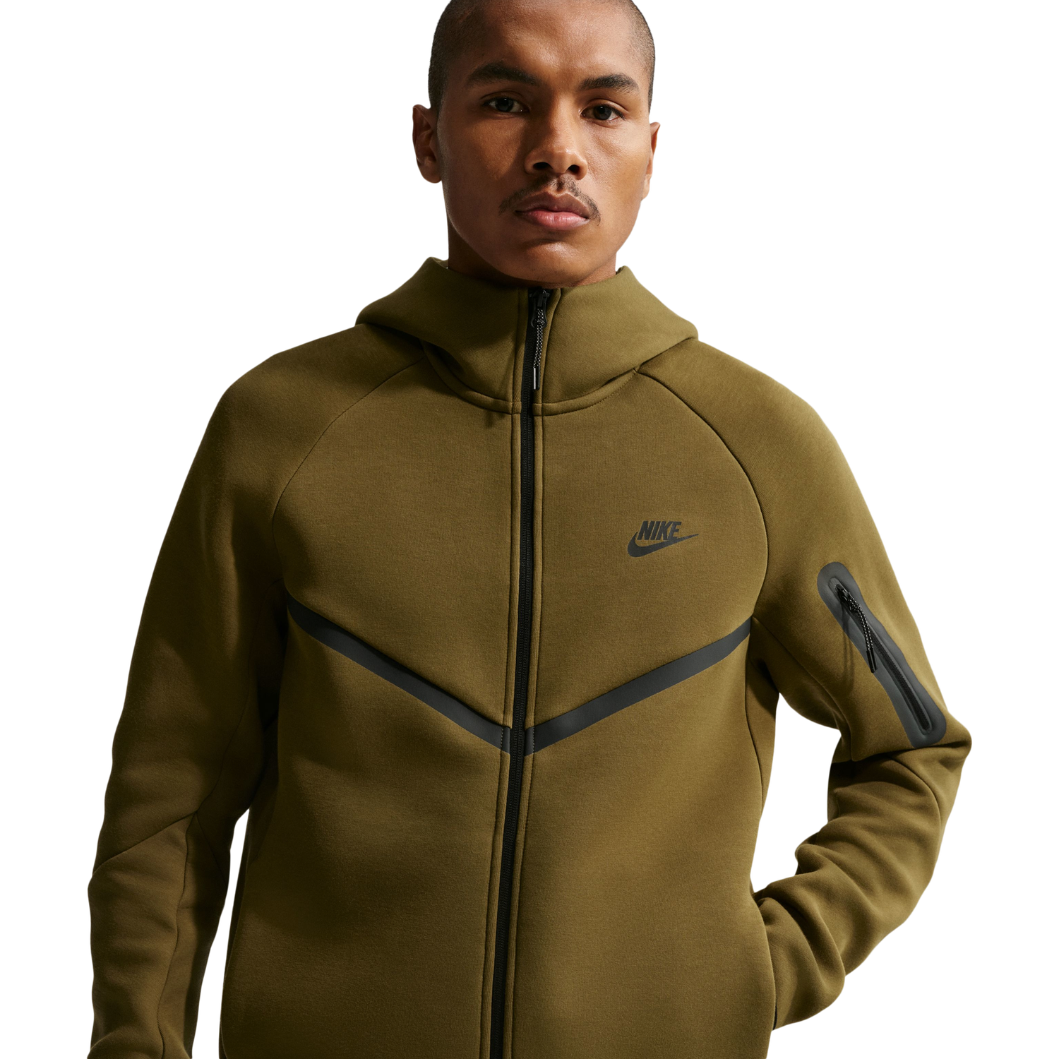 Nike Tech Fleece Full-Zip Windrunner Hoodie - Men's - Olive/Black