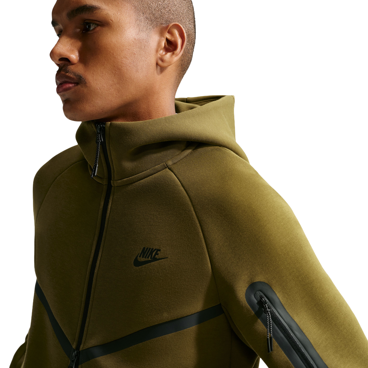 Nike Tech Fleece Full-Zip Windrunner Hoodie - Men's - Olive/Black