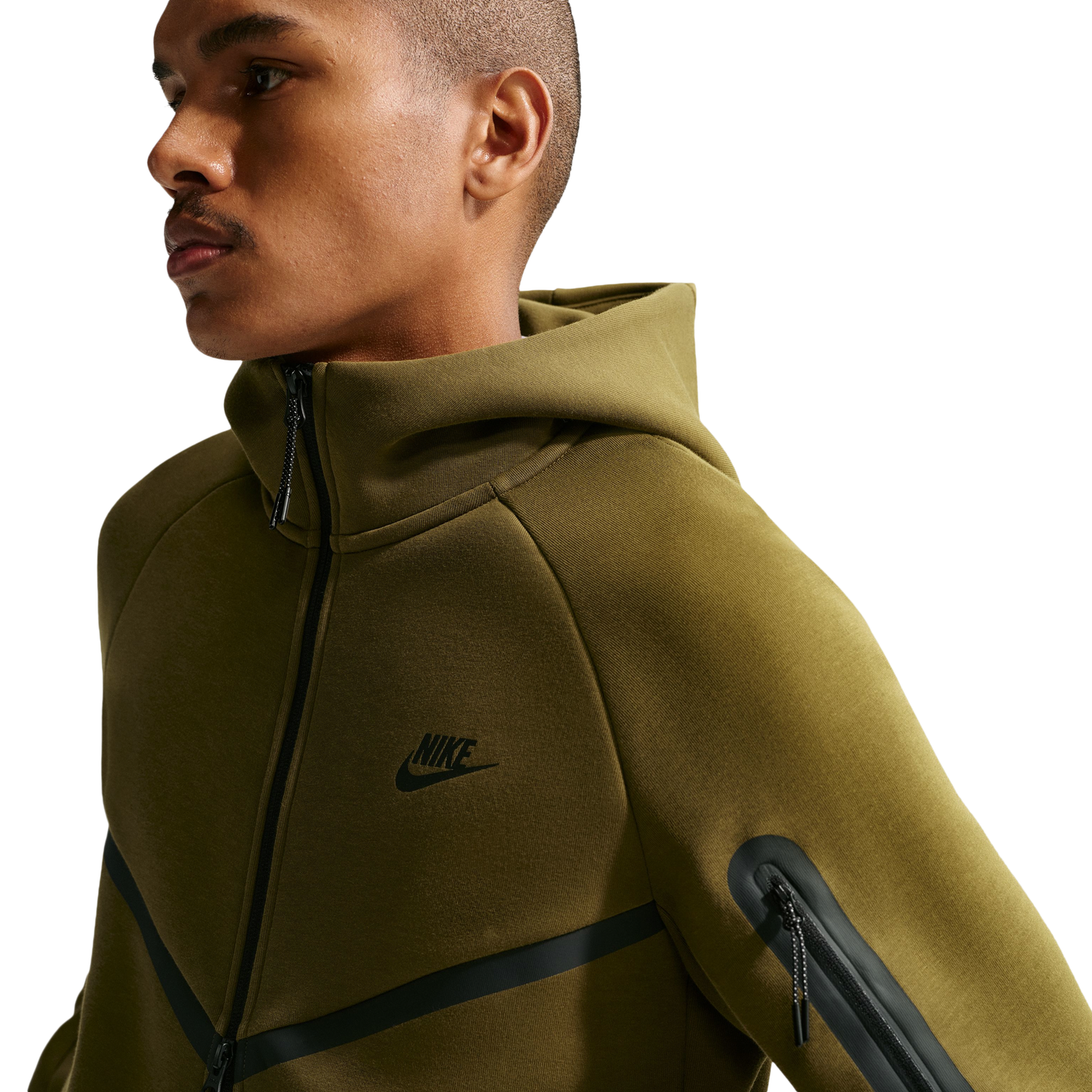Nike Tech Fleece Full-Zip Windrunner Hoodie - Men's - Olive/Black