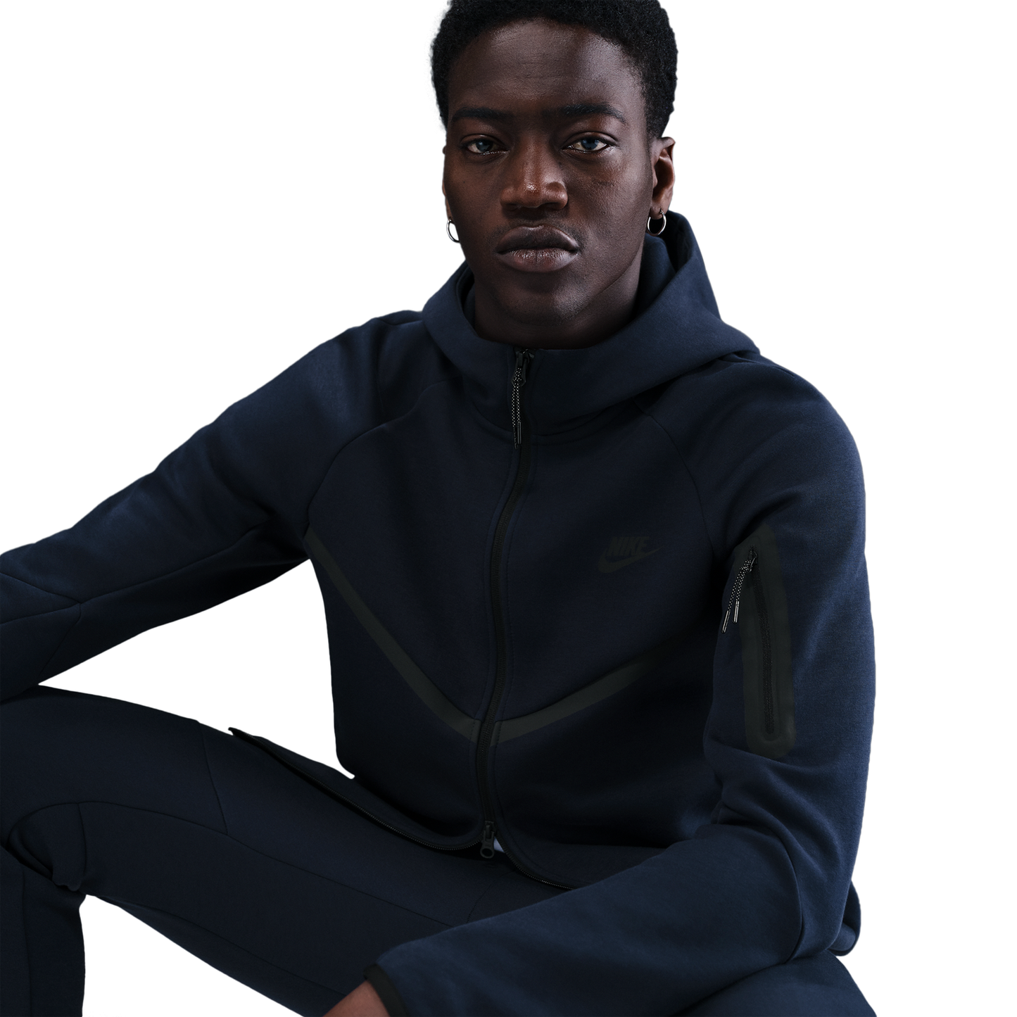 Nike Tech Fleece Full-Zip Windrunner Hoodie - Men's - Black/Obsidian