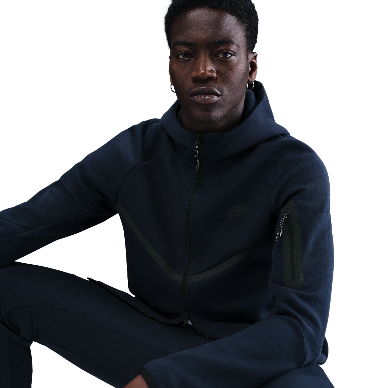 Nike Tech Fleece Full-Zip Windrunner Hoodie - Men's - Black/Obsidian