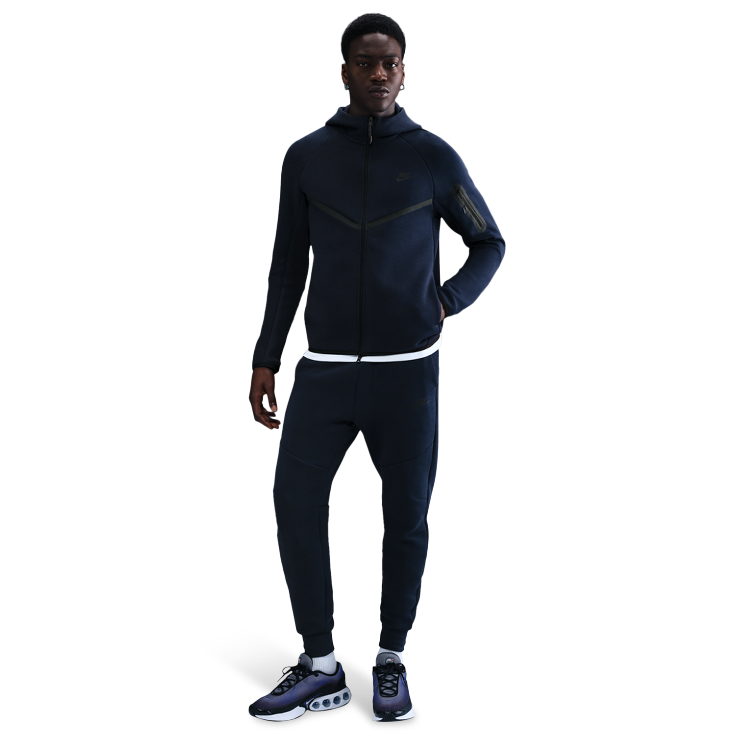 Nike Tech Fleece Full-Zip Windrunner Hoodie - Men's - Black/Obsidian