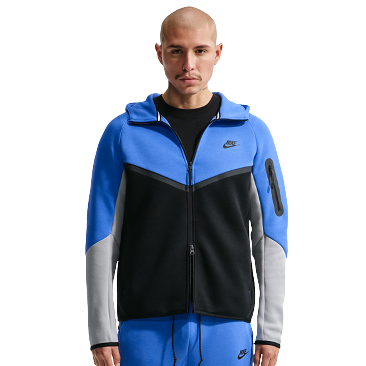Nike Tech Fleece Full-Zip Windrunner Hoodie - Men's - Blue Crystal/Black/Lt Smoke Grey