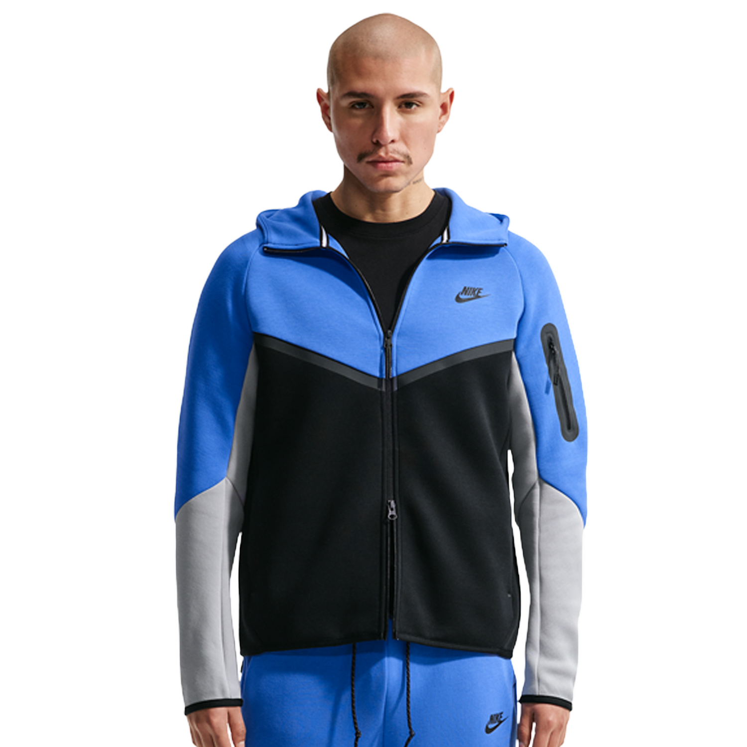 Nike Tech Fleece Full-Zip Windrunner Hoodie - Men's - Blue Crystal/Black/Lt Smoke Grey