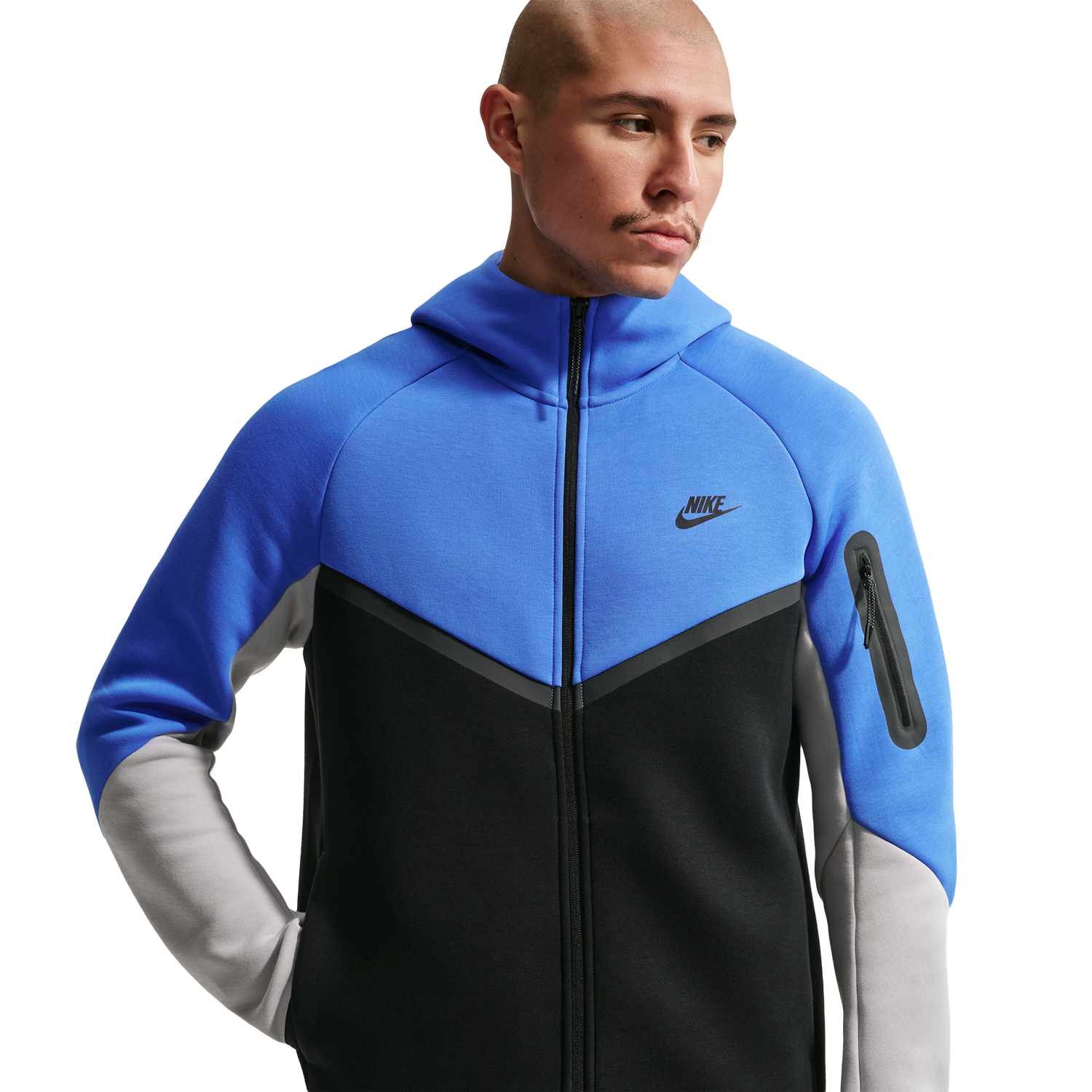 Nike Tech Fleece Full-Zip Windrunner Hoodie - Men's - Blue Crystal/Black/Lt Smoke Grey