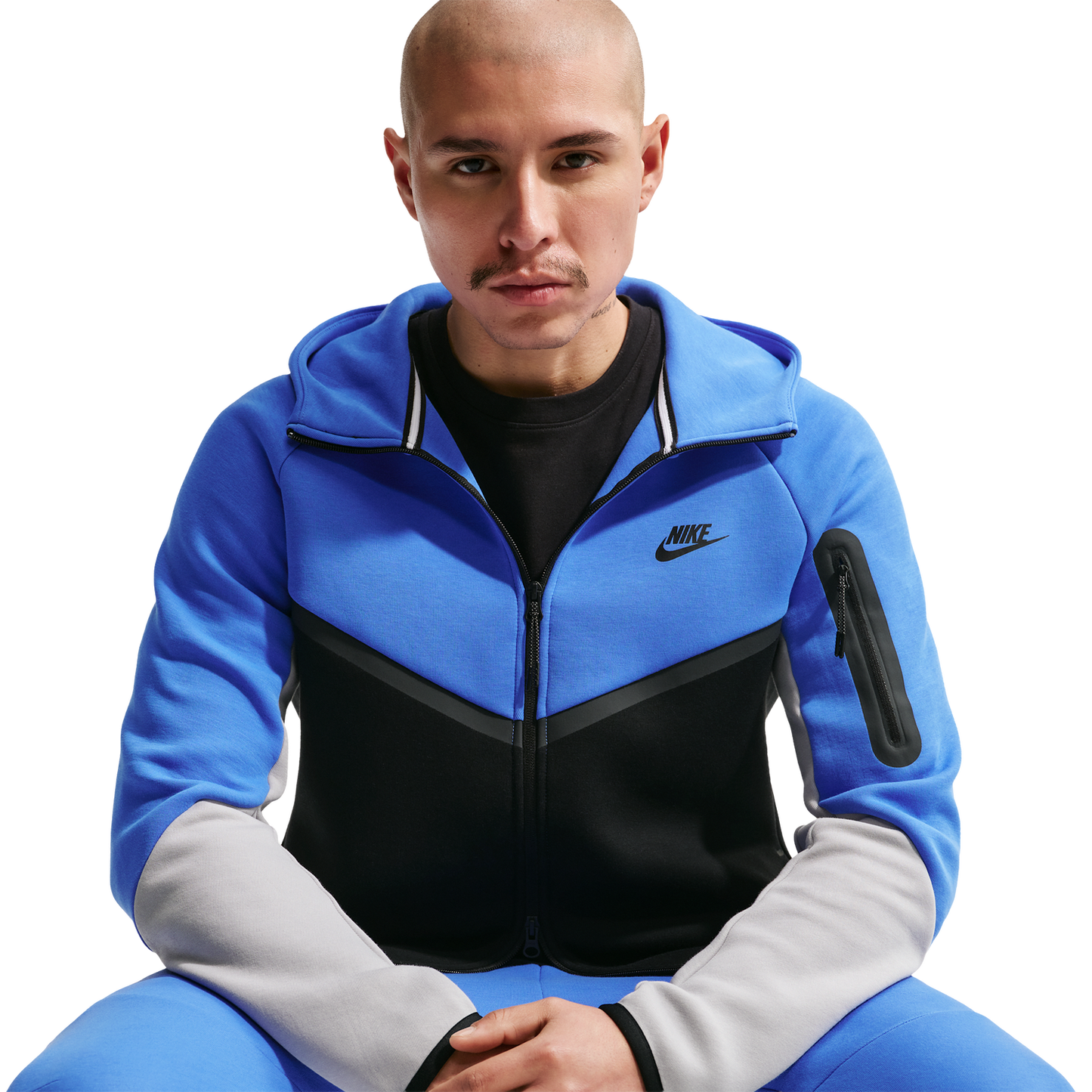 Nike Tech Fleece Full-Zip Windrunner Hoodie - Men's - Blue Crystal/Black/Lt Smoke Grey