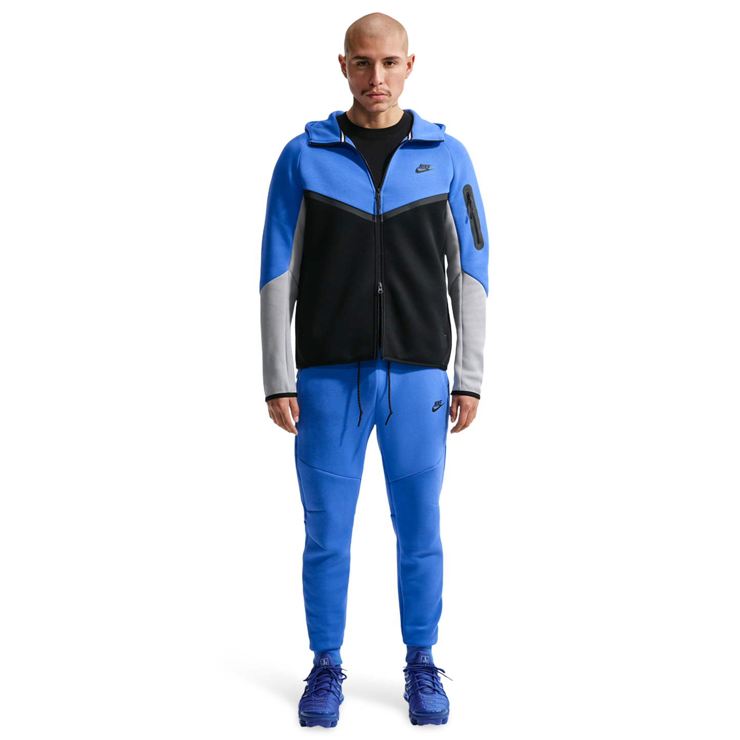 Nike Tech Fleece Full-Zip Windrunner Hoodie - Men's - Blue Crystal/Black/Lt Smoke Grey