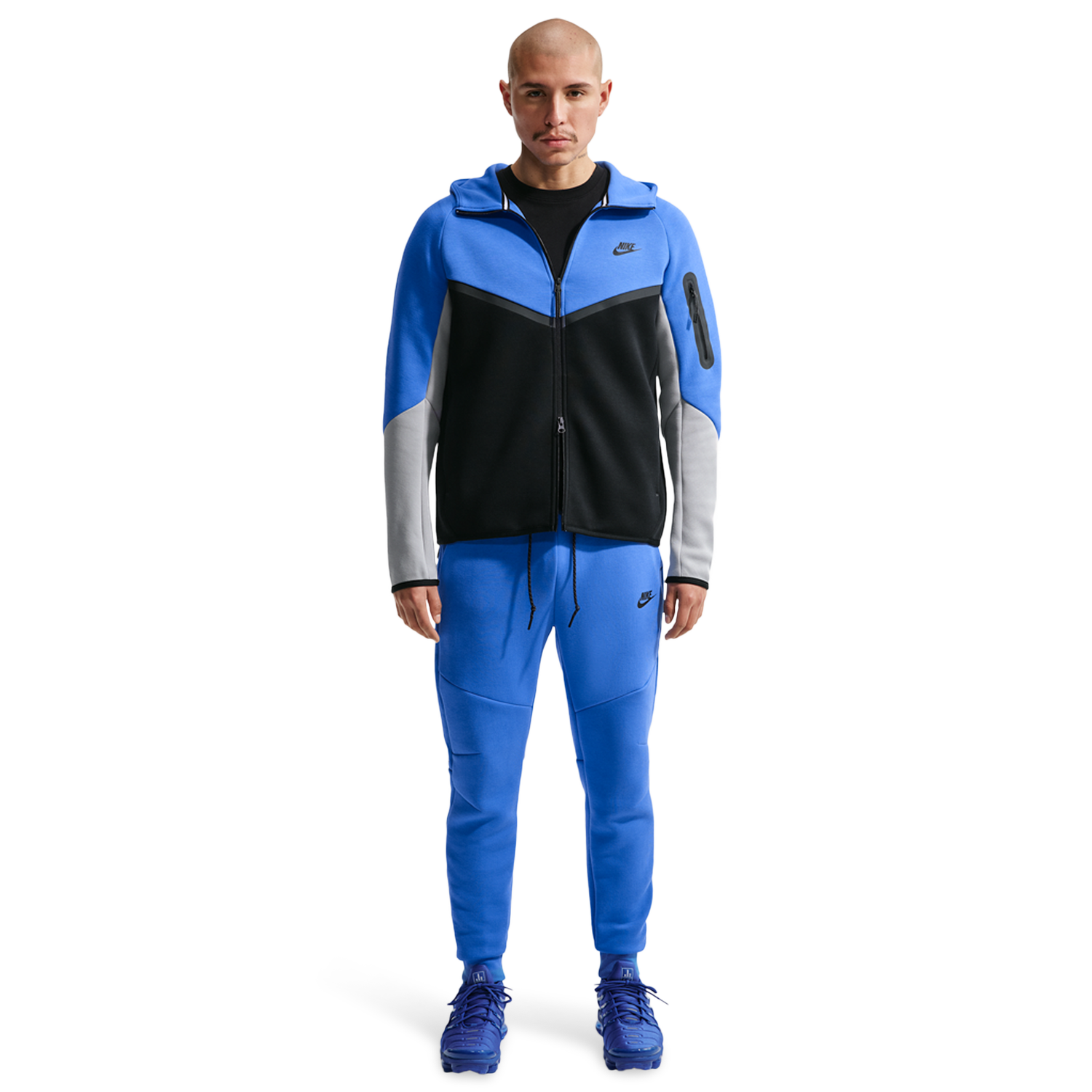 Nike Tech Fleece Full-Zip Windrunner Hoodie - Men's - Blue Crystal/Black/Lt Smoke Grey