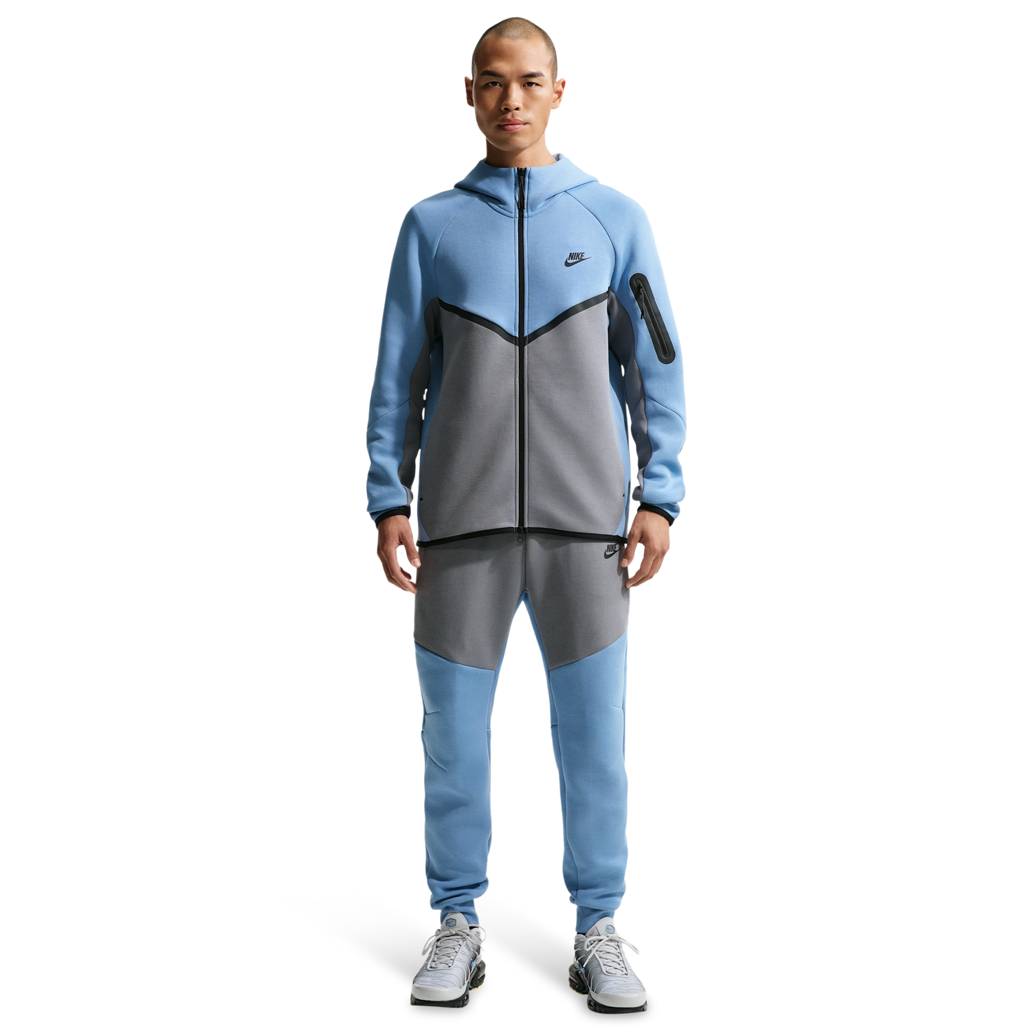 Nike Tech Fleece Full-Zip Windrunner Hoodie - Men's - Work Blue/Cool Grey/Black