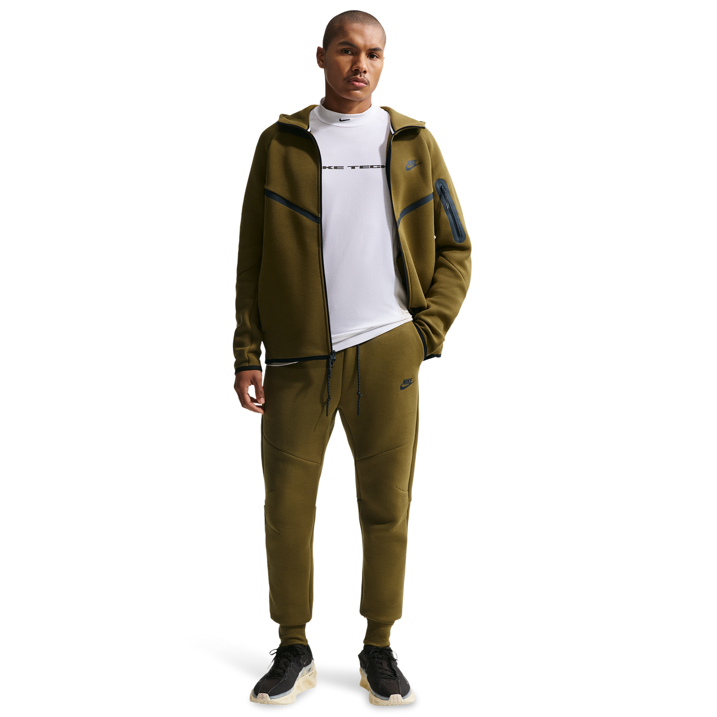 Nike Tech Fleece Jogger - Men's - Black/Olive Flak