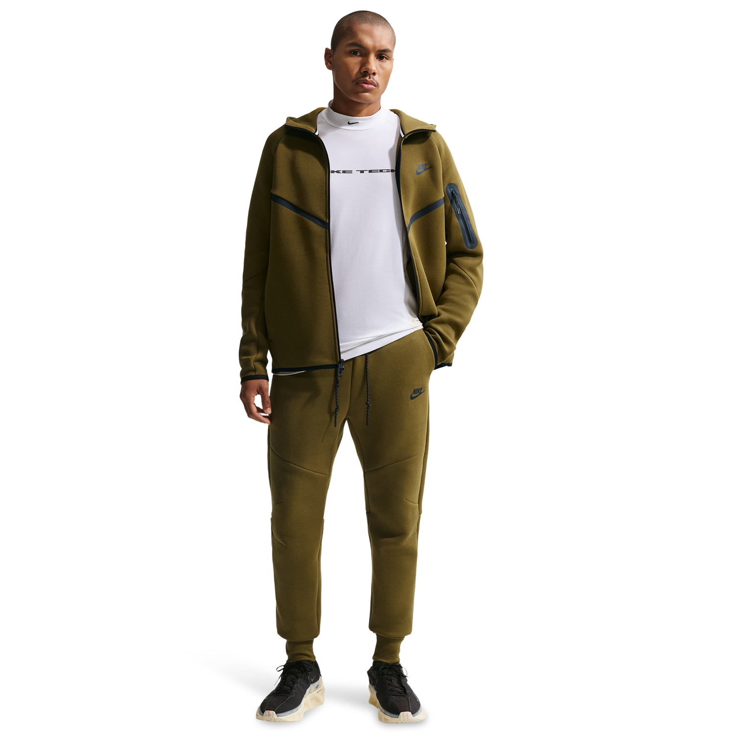 Nike Tech Fleece Jogger - Men's - Black/Olive Flak