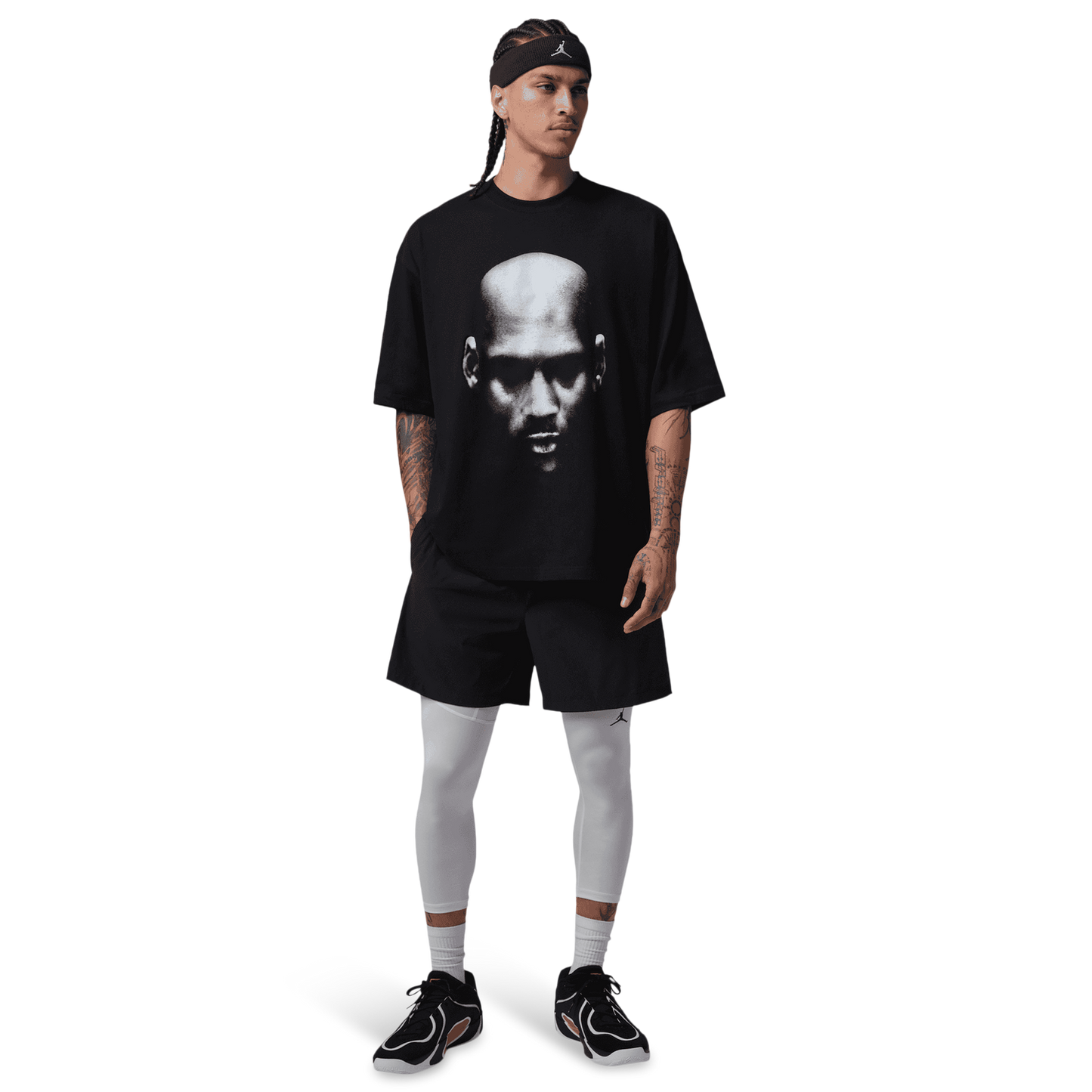 Jordan Dri-FIT SPT Statement Graphic Short Sleeve Crew - Men's - Black/White