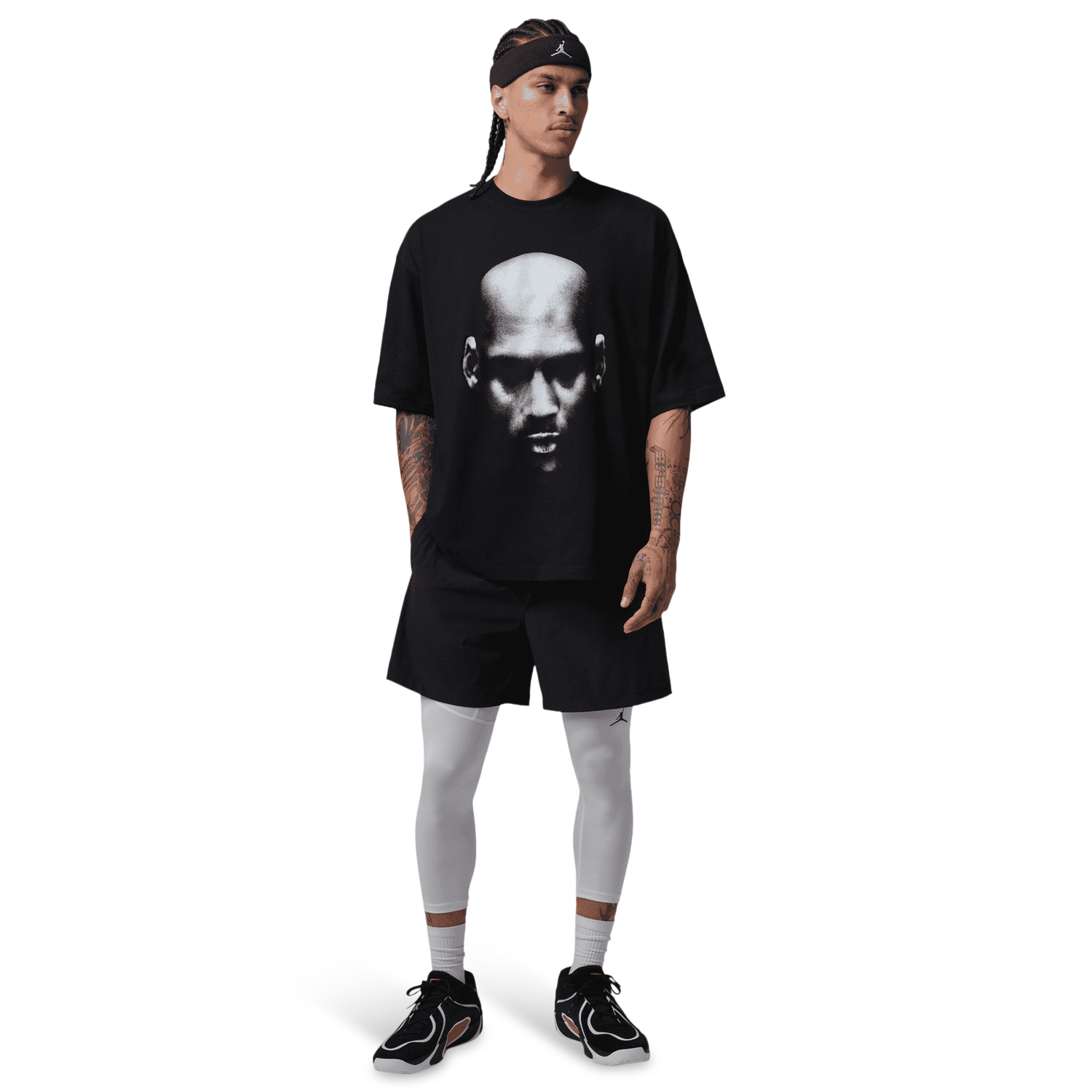 Jordan Dri-FIT SPT Statement Graphic Short Sleeve Crew - Men's - Black/White