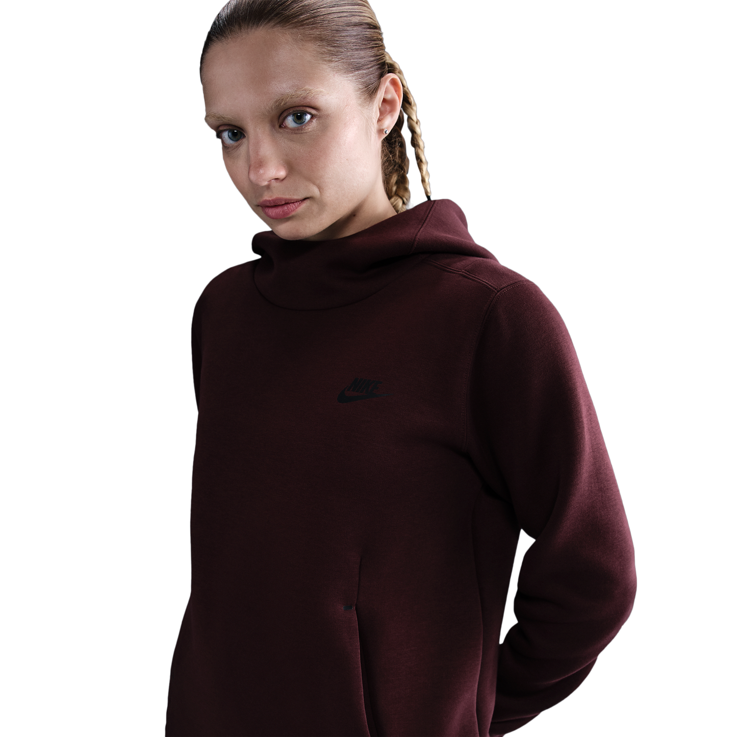 Nike NSW Tech Fleece Hoodie - Women's - Black/Burgundy Crush