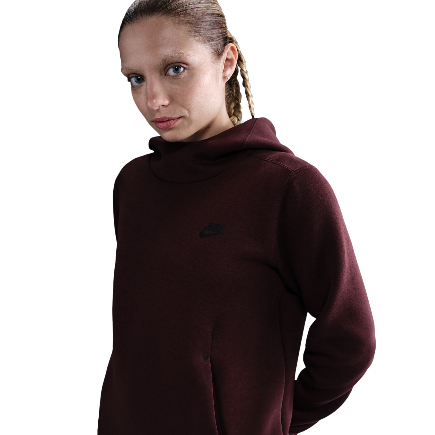 Nike NSW Tech Fleece Hoodie - Women's - Black/Burgundy Crush