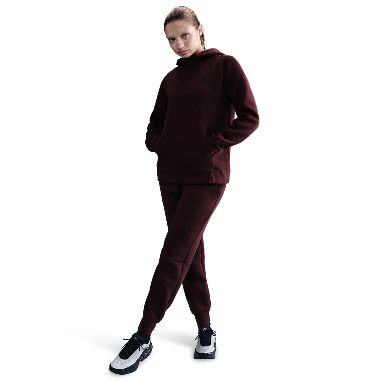 Nike NSW Tech Fleece Hoodie - Women's - Black/Burgundy Crush