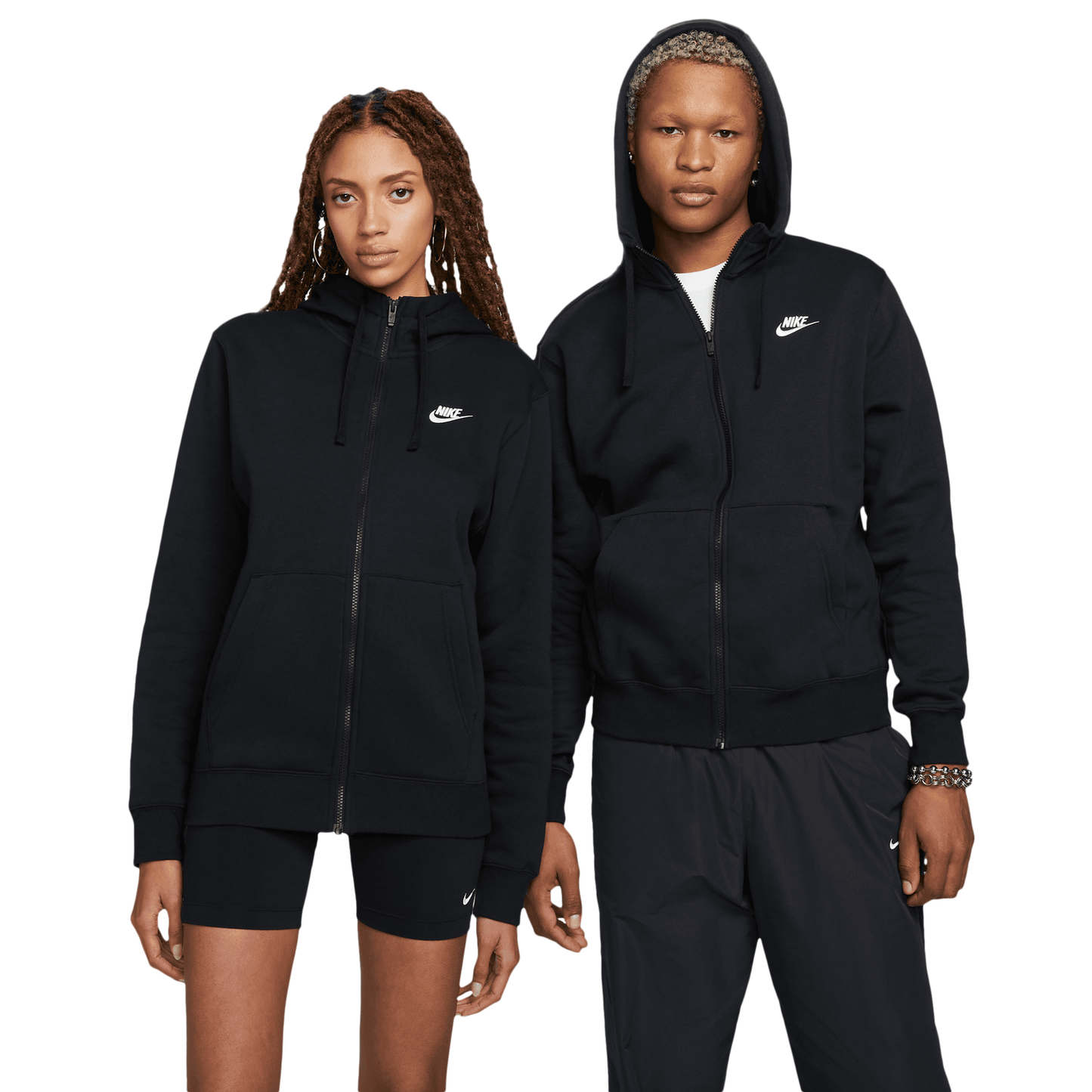Nike Club Full-Zip Hoodie - Men's - White/Black